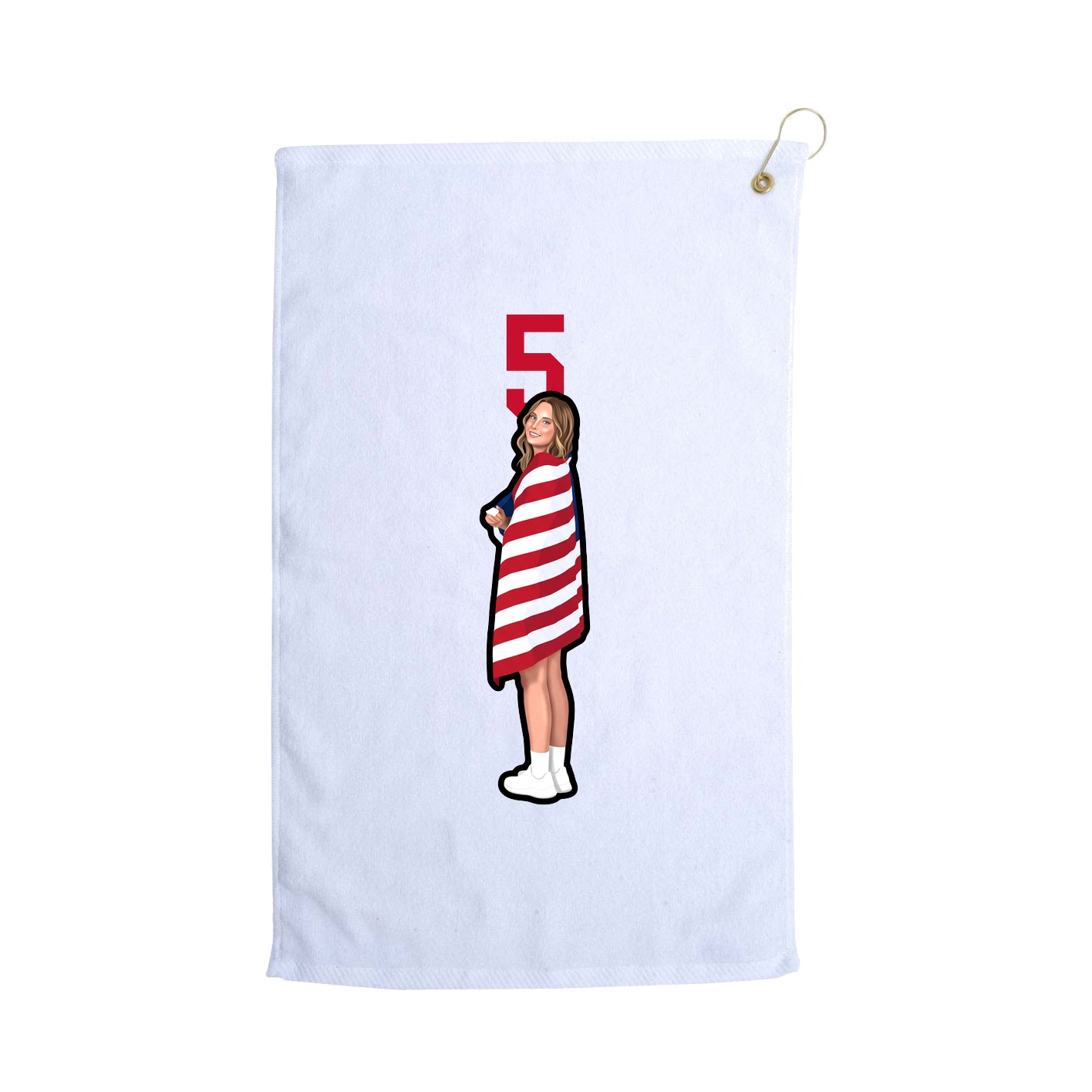 Golf Towel — Number Top in White