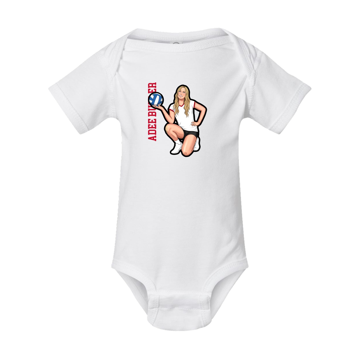 Baby Onesie — Name Vertical in White