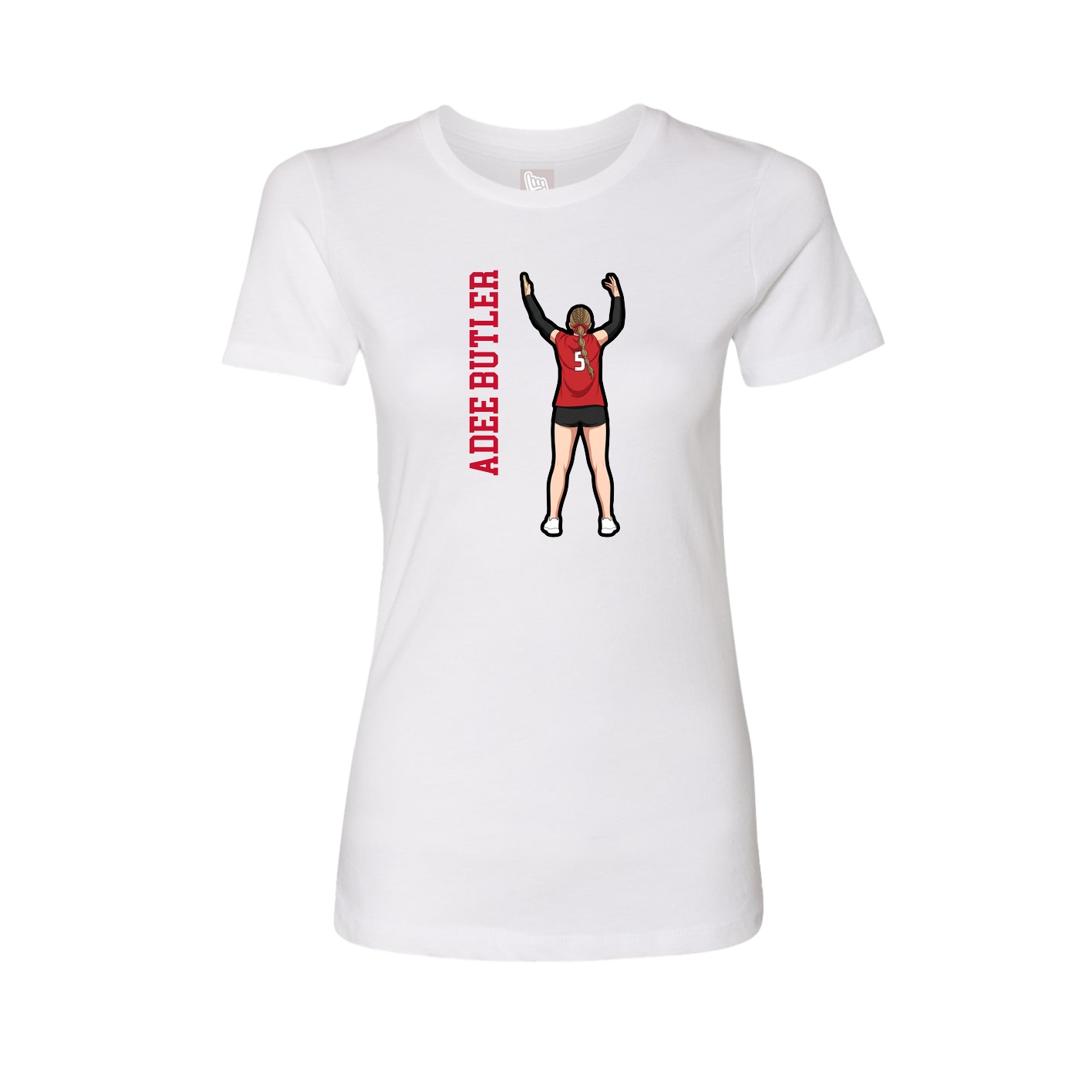 Fitted Women's Tee — Name Vertical in White