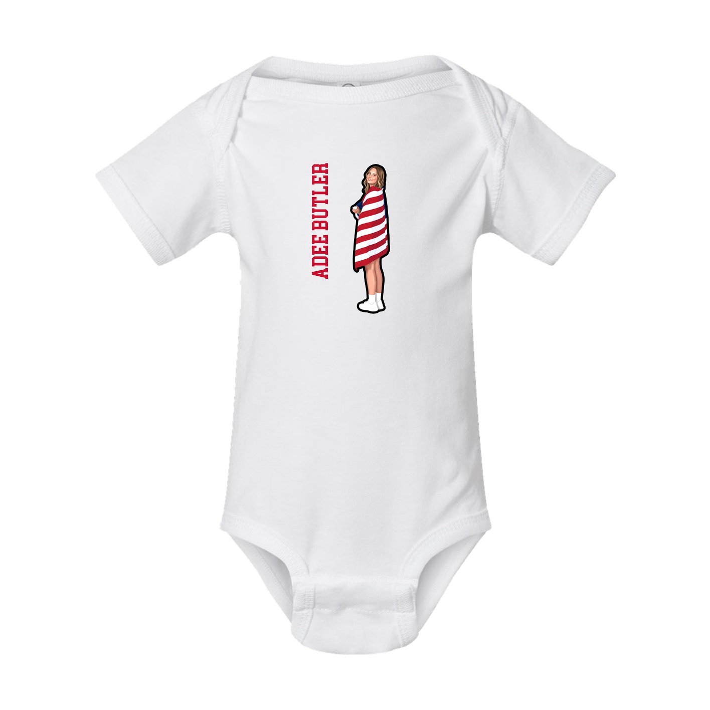 Baby Onesie — Name Vertical in White