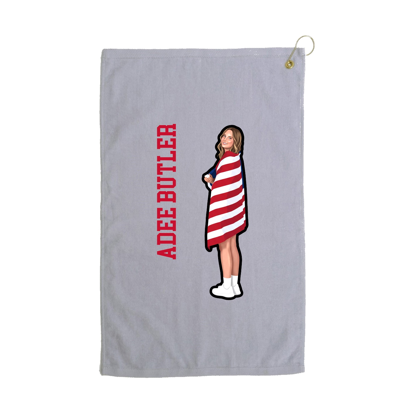 Golf Towel — Name Vertical in Grey