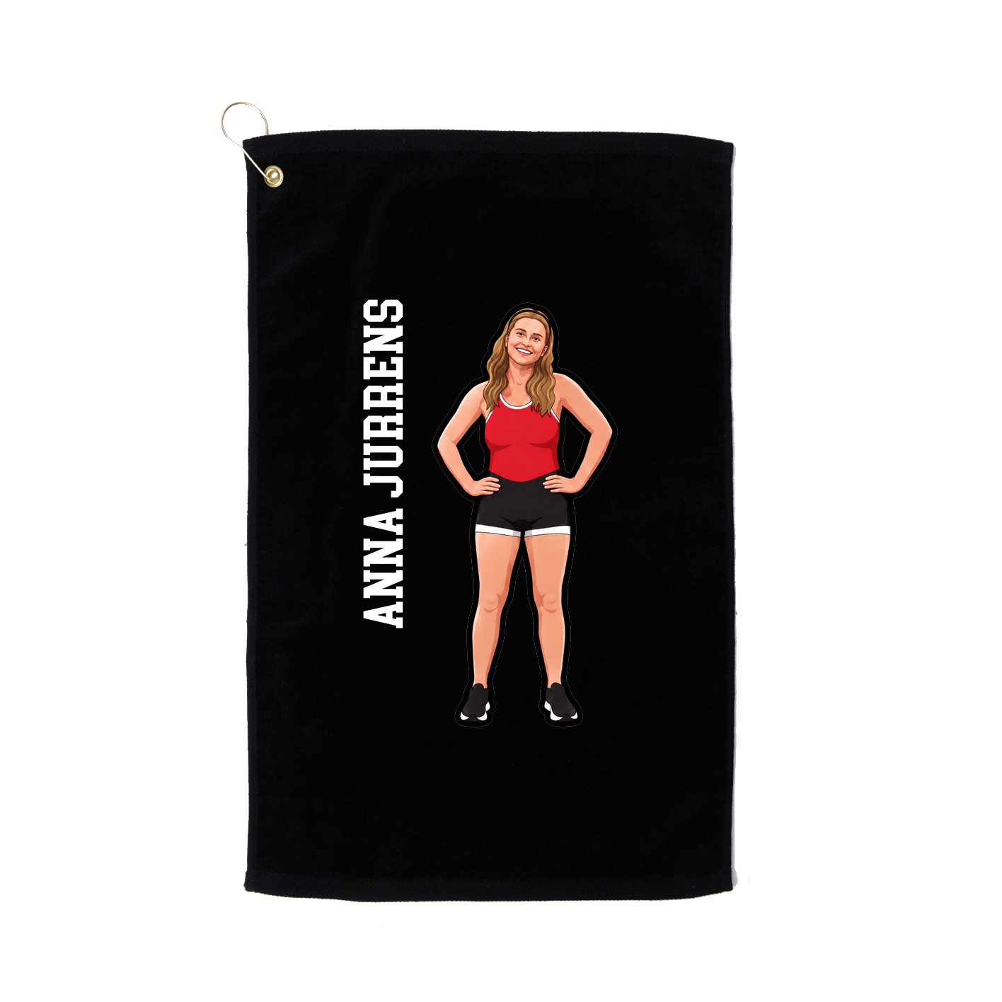 Golf Towel — Name Vertical in Black