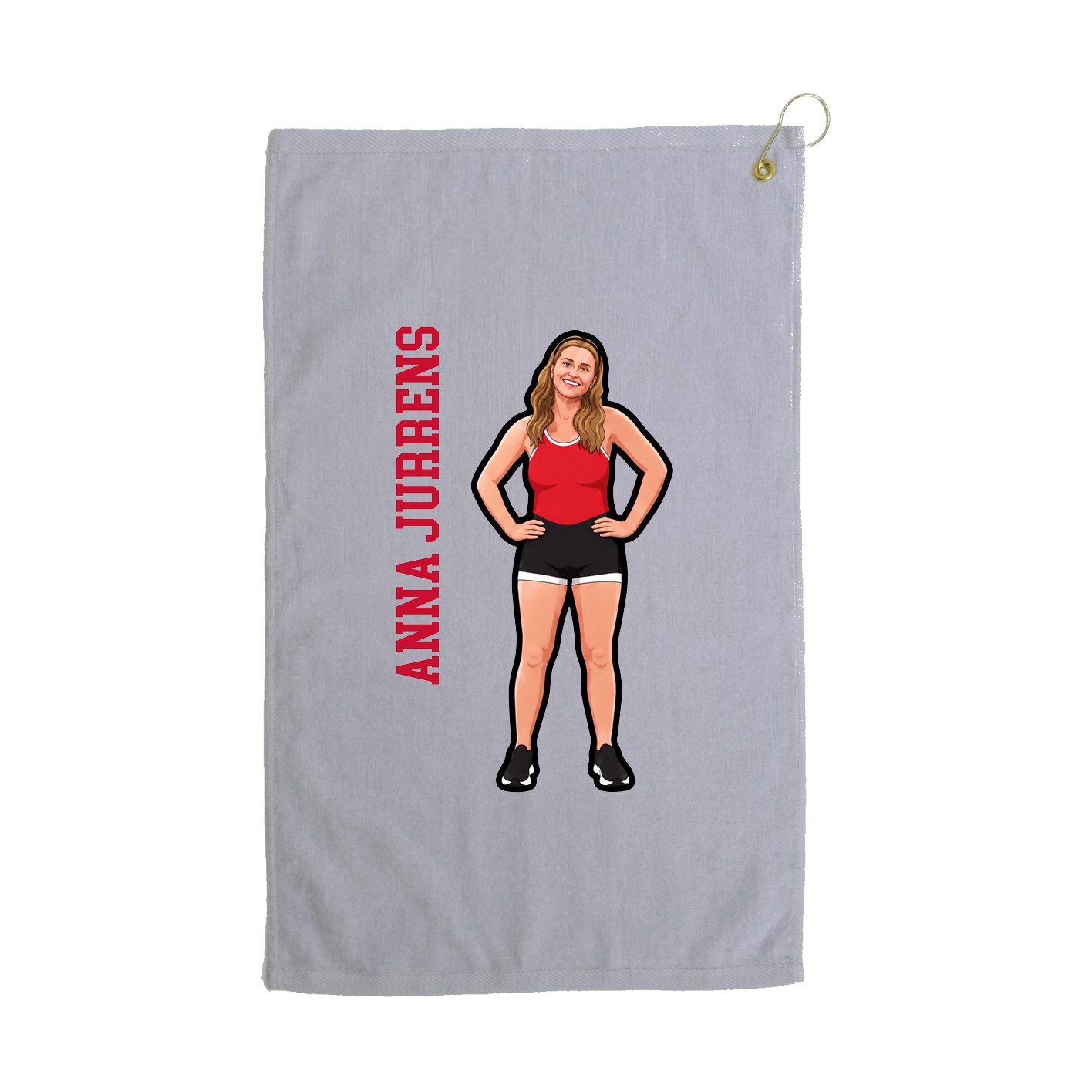 Golf Towel — Name Vertical in Grey