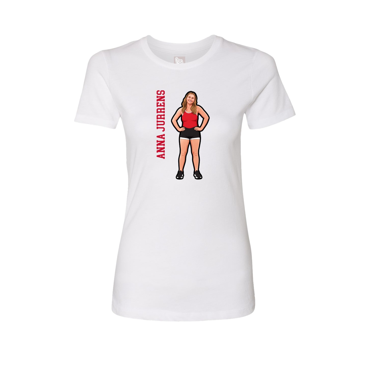 Fitted Women's Tee — Name Vertical in White