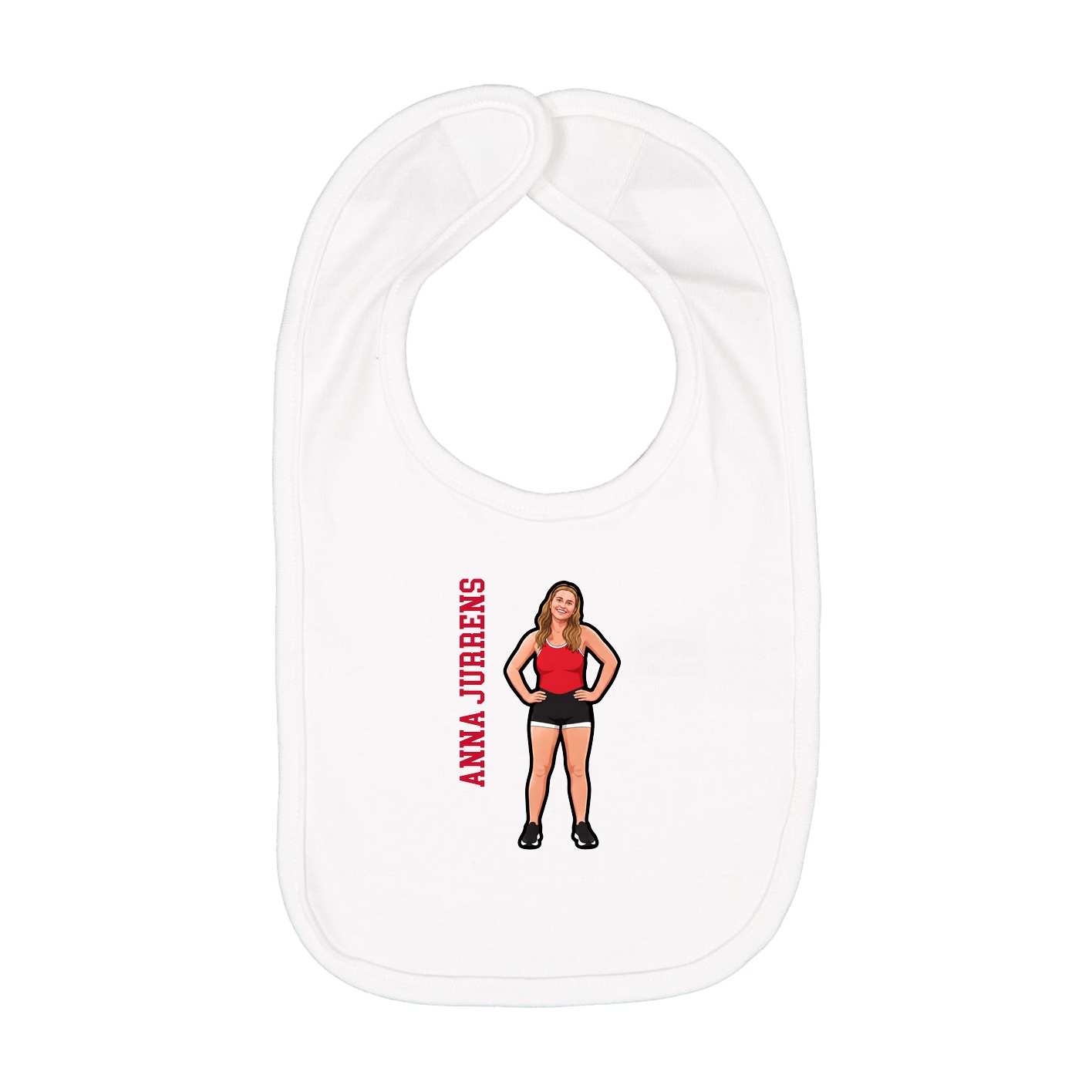 Infant Bib — Name Vertical in White