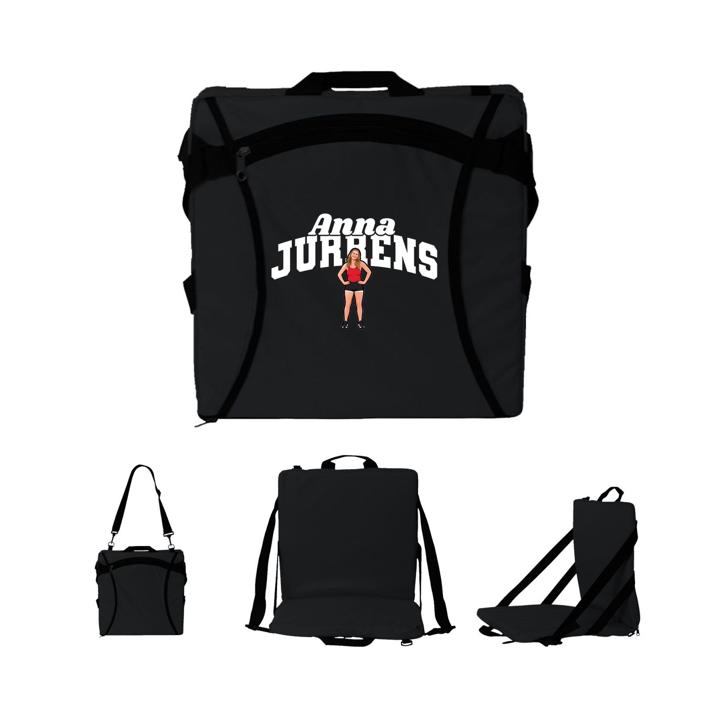 Folding Stadium Seat — Signature Arch in Black