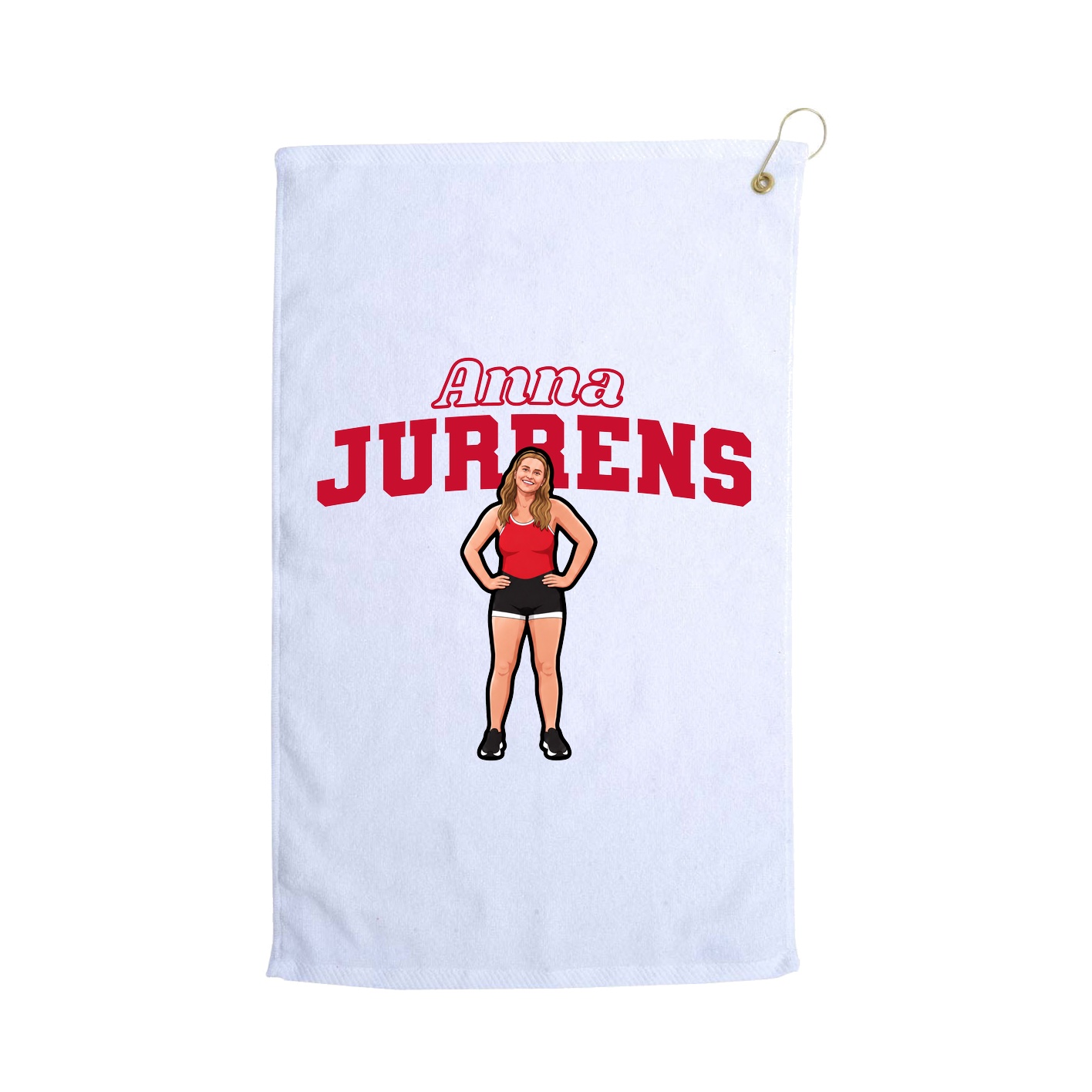 Golf Towel — Name Arch in White
