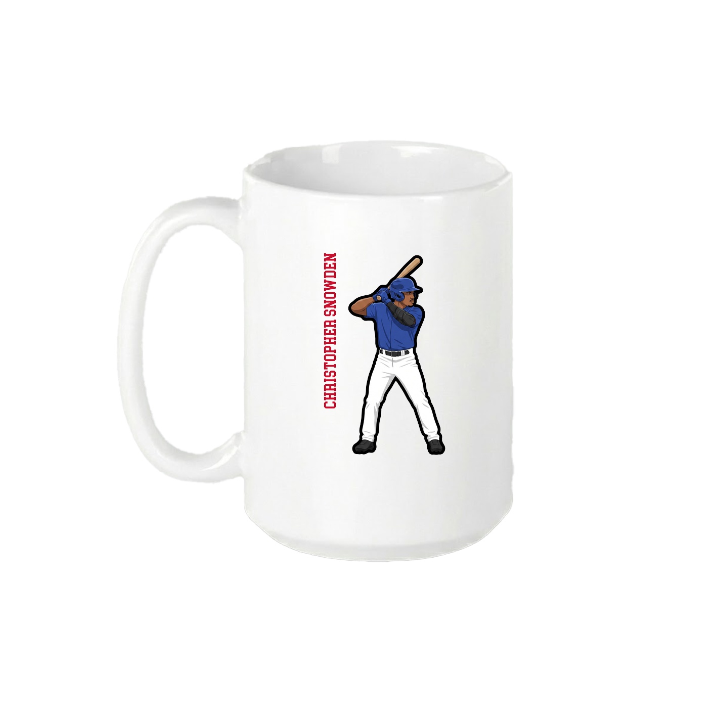 15oz Coffee Mug — Name Vertical in White