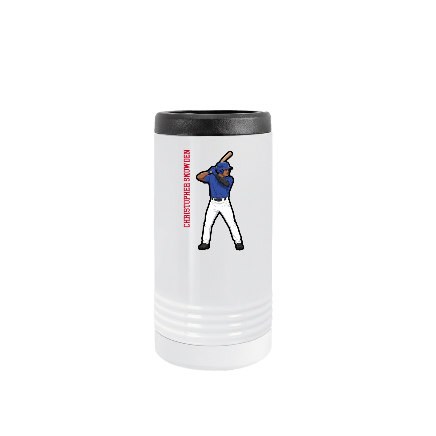 Slim Beverage Holder — Name Vertical in White