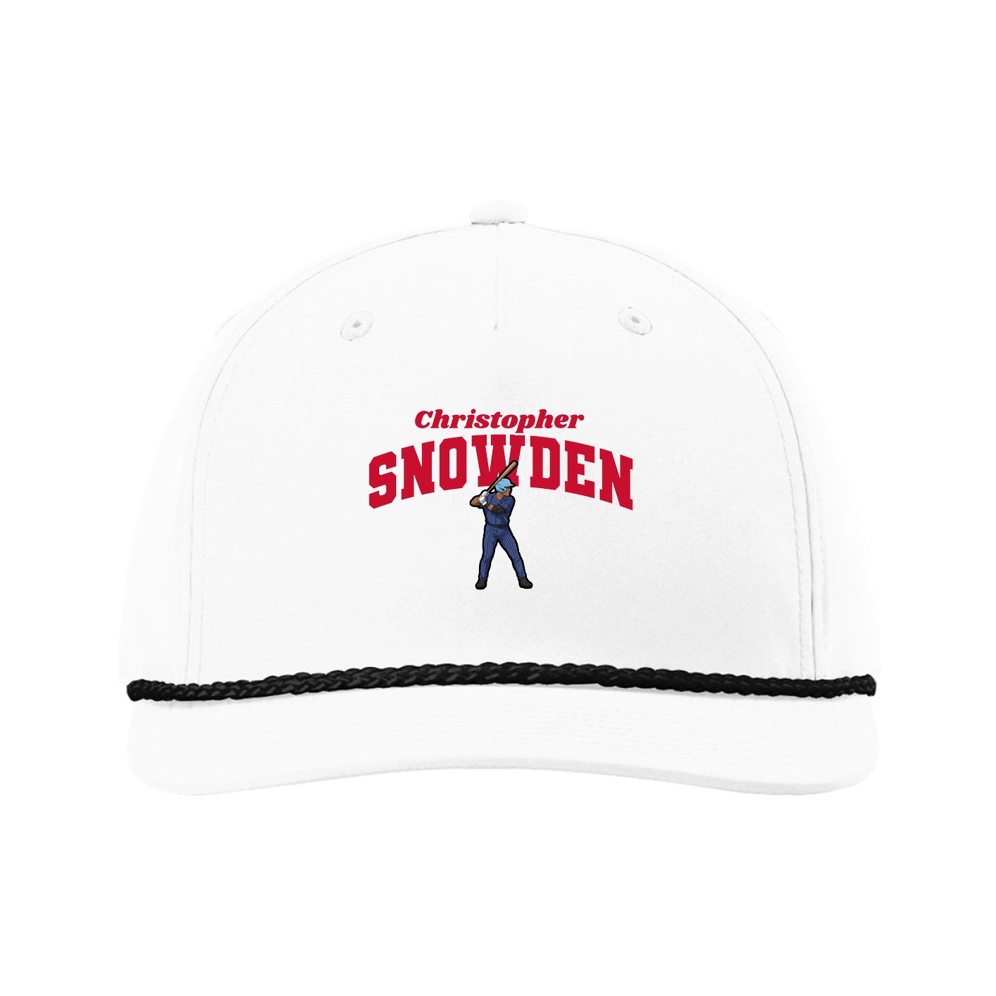 Five-Panel Classic Rope Cap — Signature Arch in White