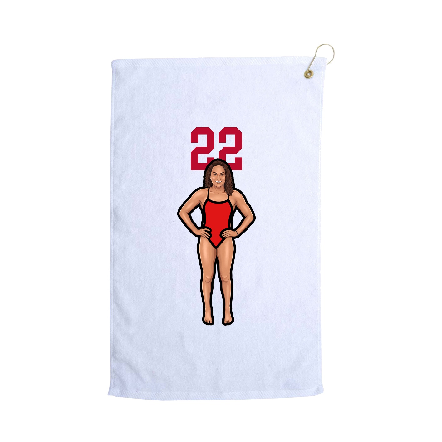 Golf Towel — Number Top in White