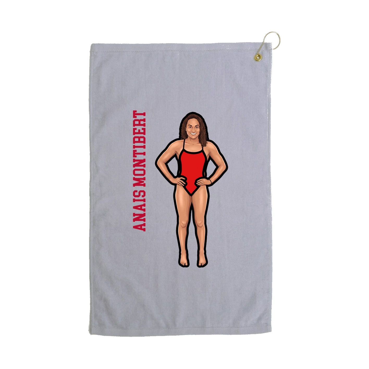 Golf Towel — Name Vertical in Grey