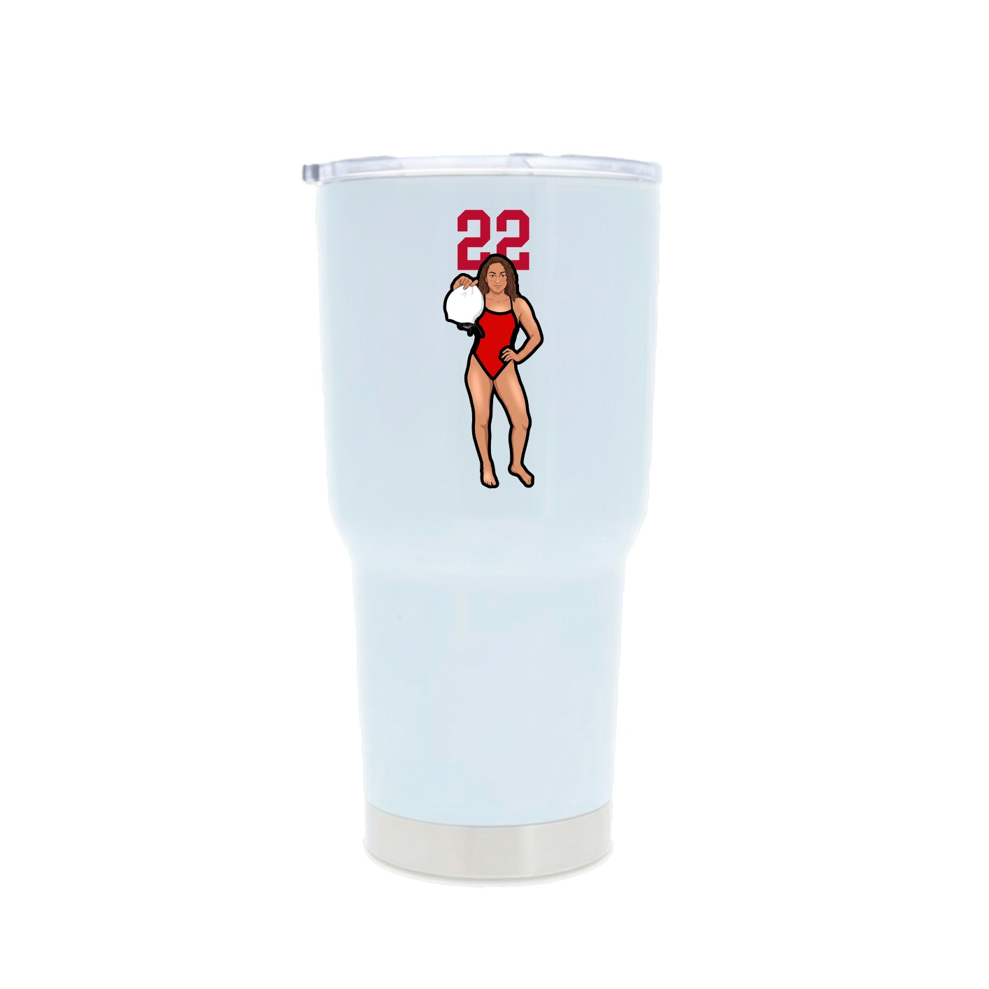 30oz Stainless Steel Tumbler — Number Top in White