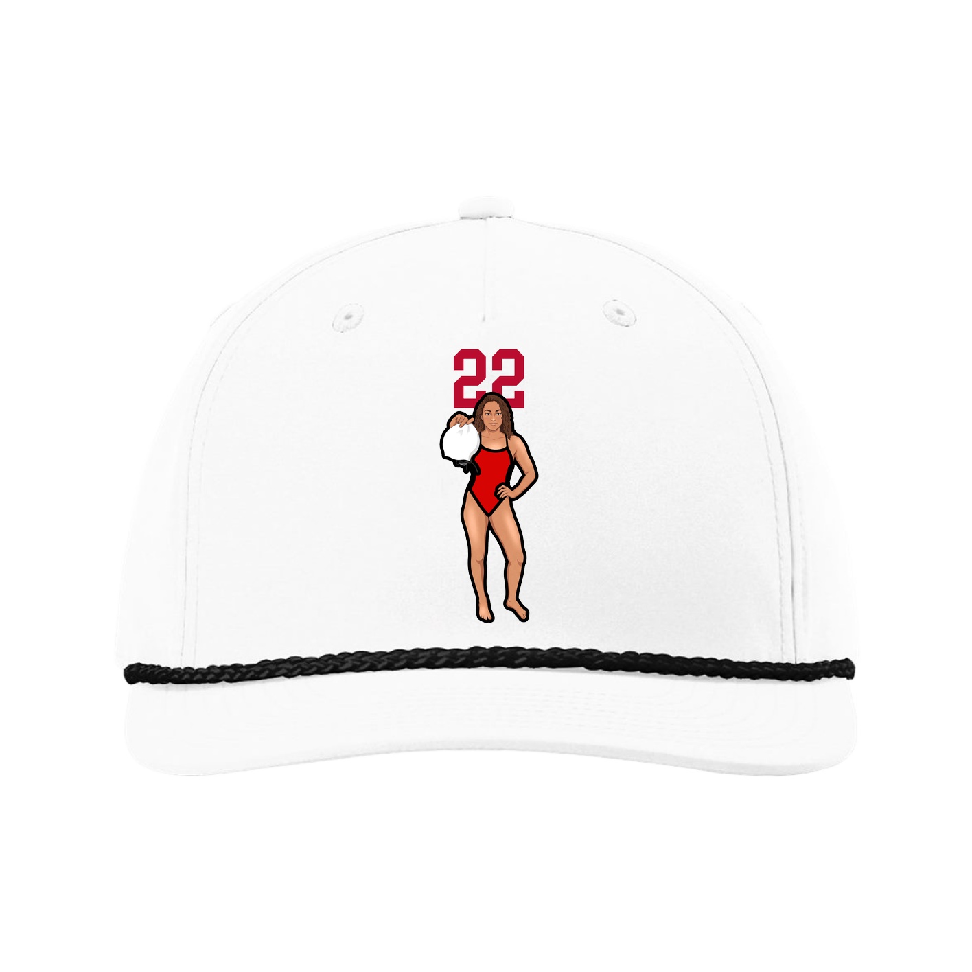 Five-Panel Classic Rope Cap — Number Top in White