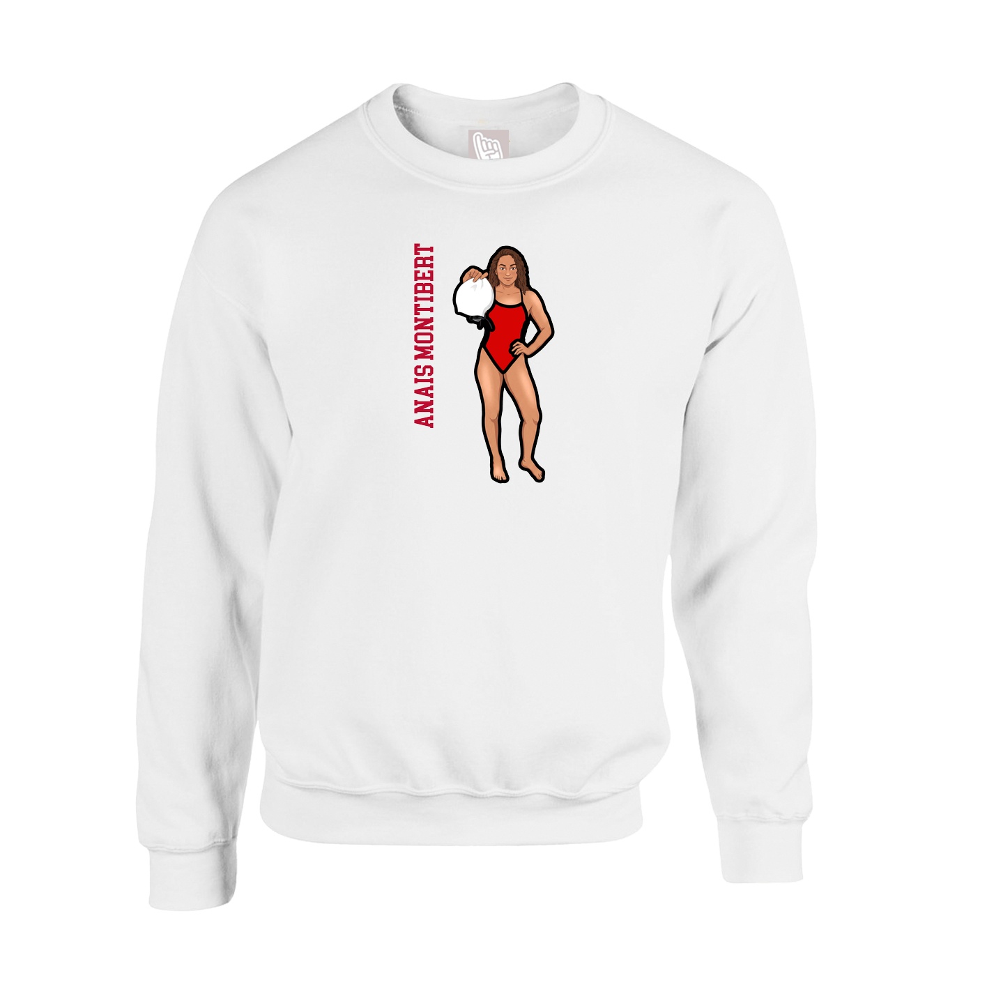 Fleece Crew — Name Vertical in White