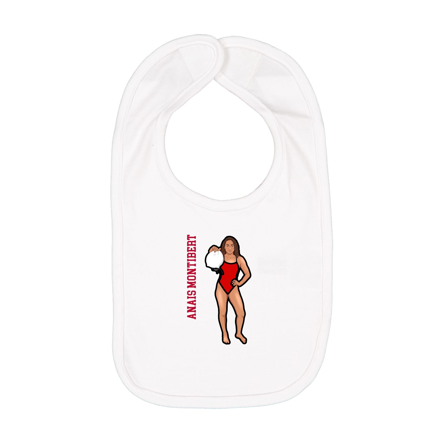Infant Bib — Name Vertical in White