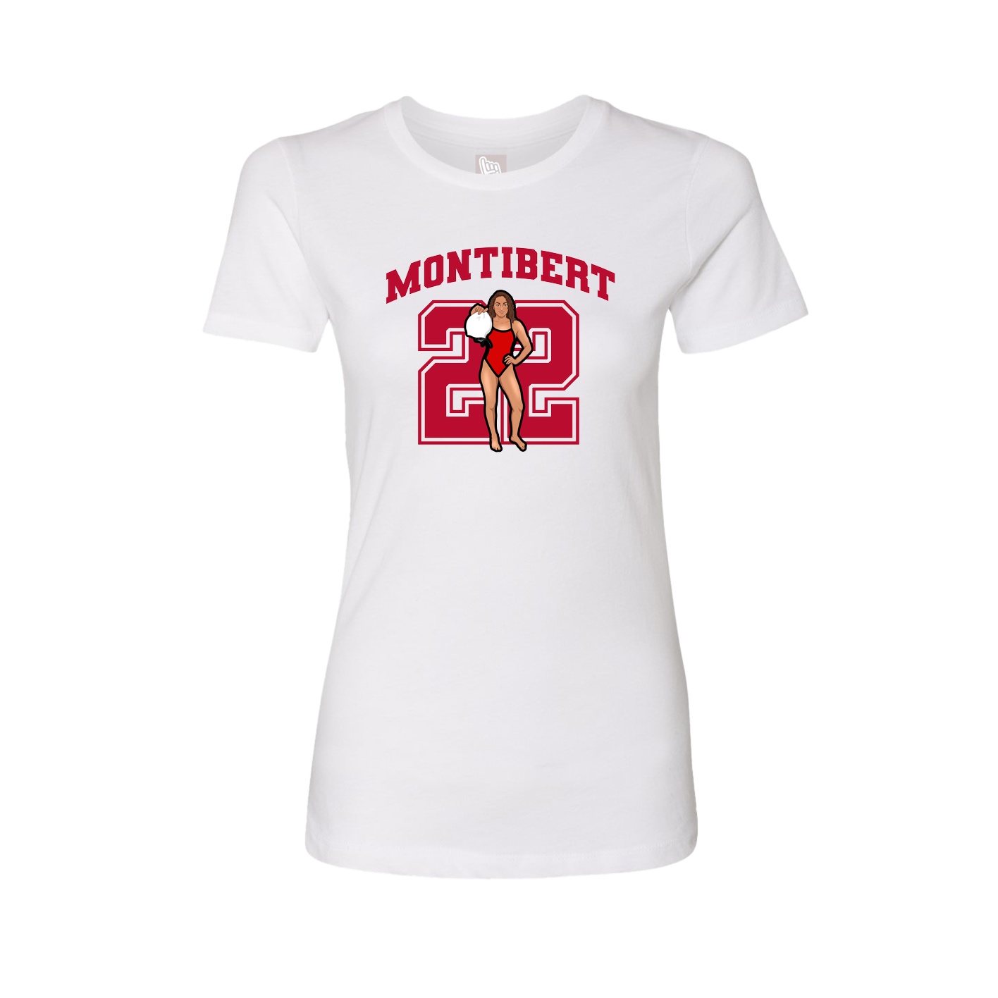 Fitted Women's Tee — Number in White