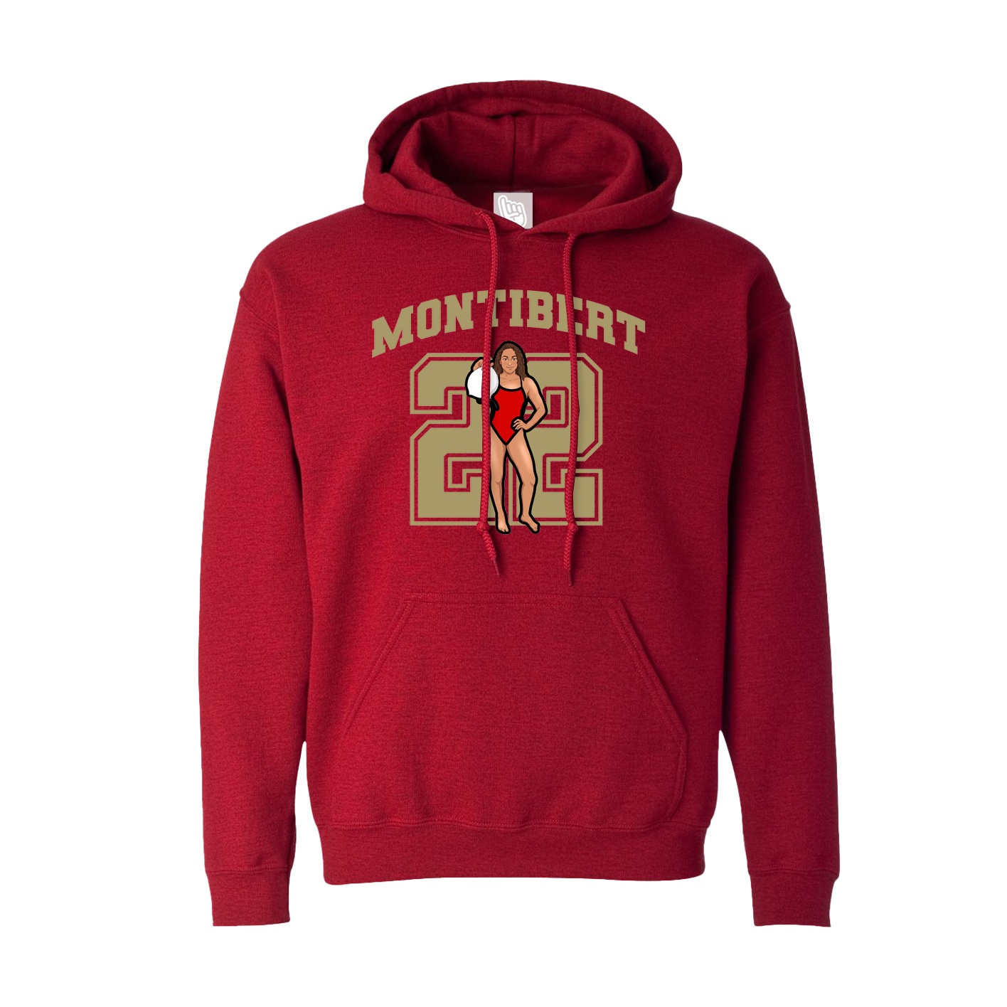 Hoodie — Number in Crimson