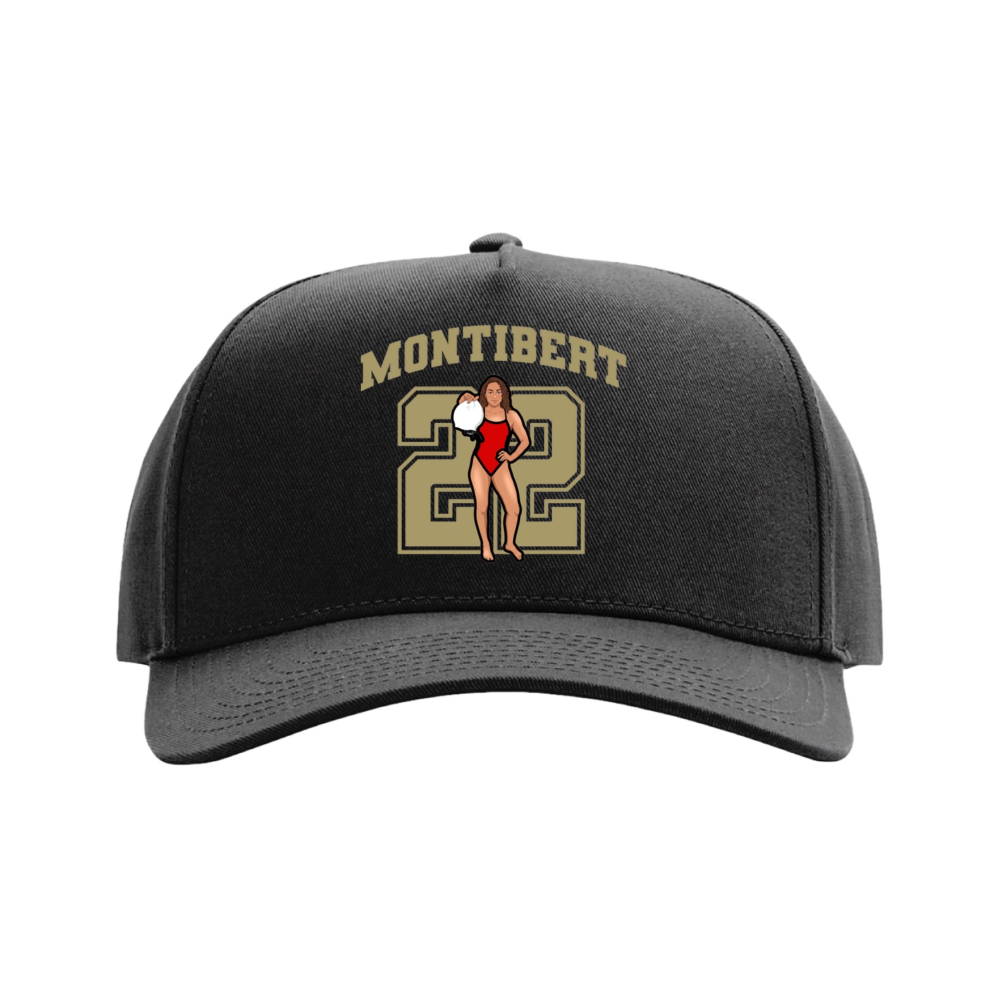 Full Fabric Five-Panel Champ Cap — Number in Black
