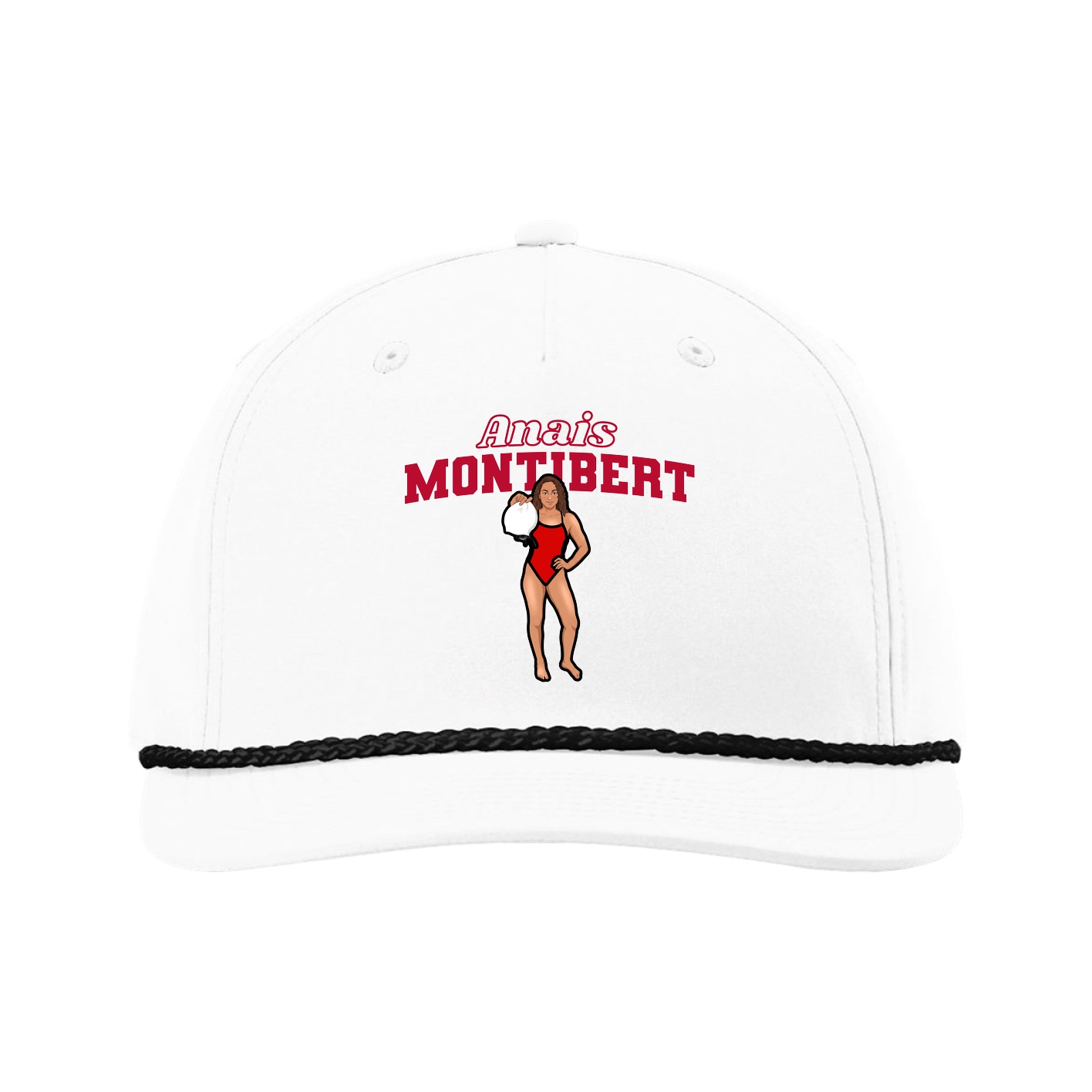 Five-Panel Classic Rope Cap — Name Arch in White