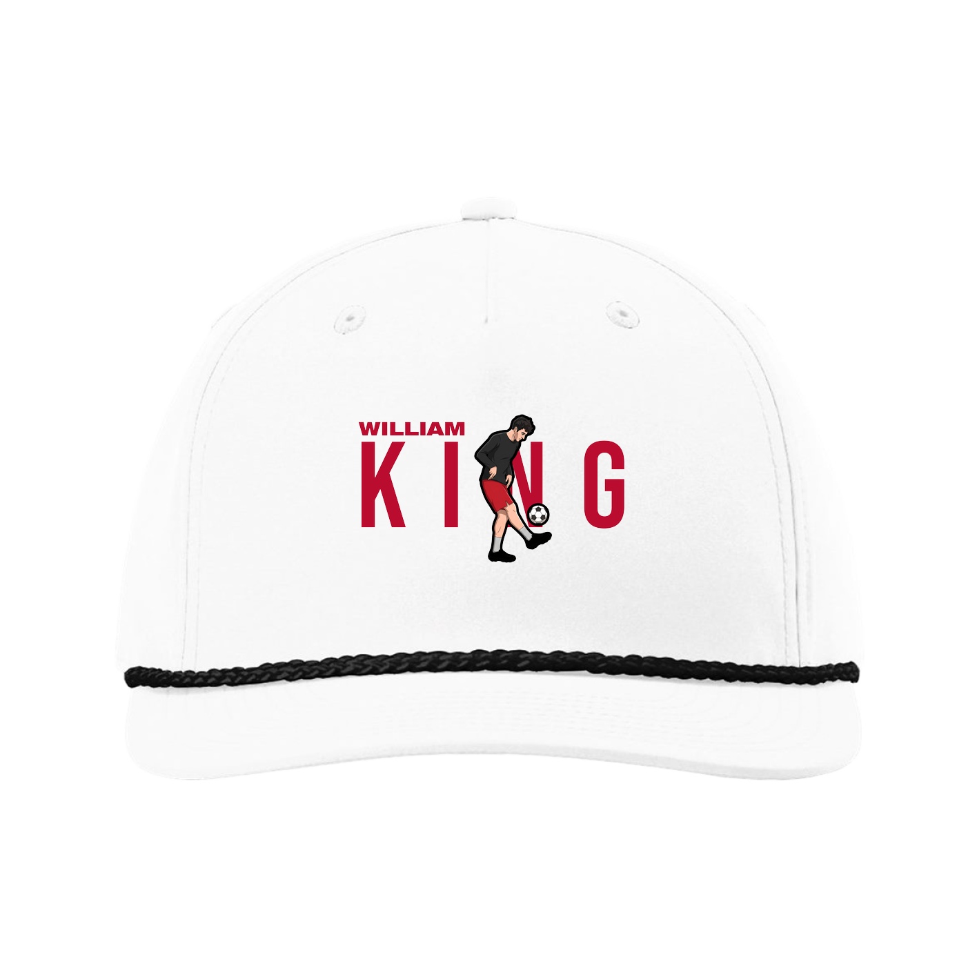 Five-Panel Classic Rope Cap — Player Name in White