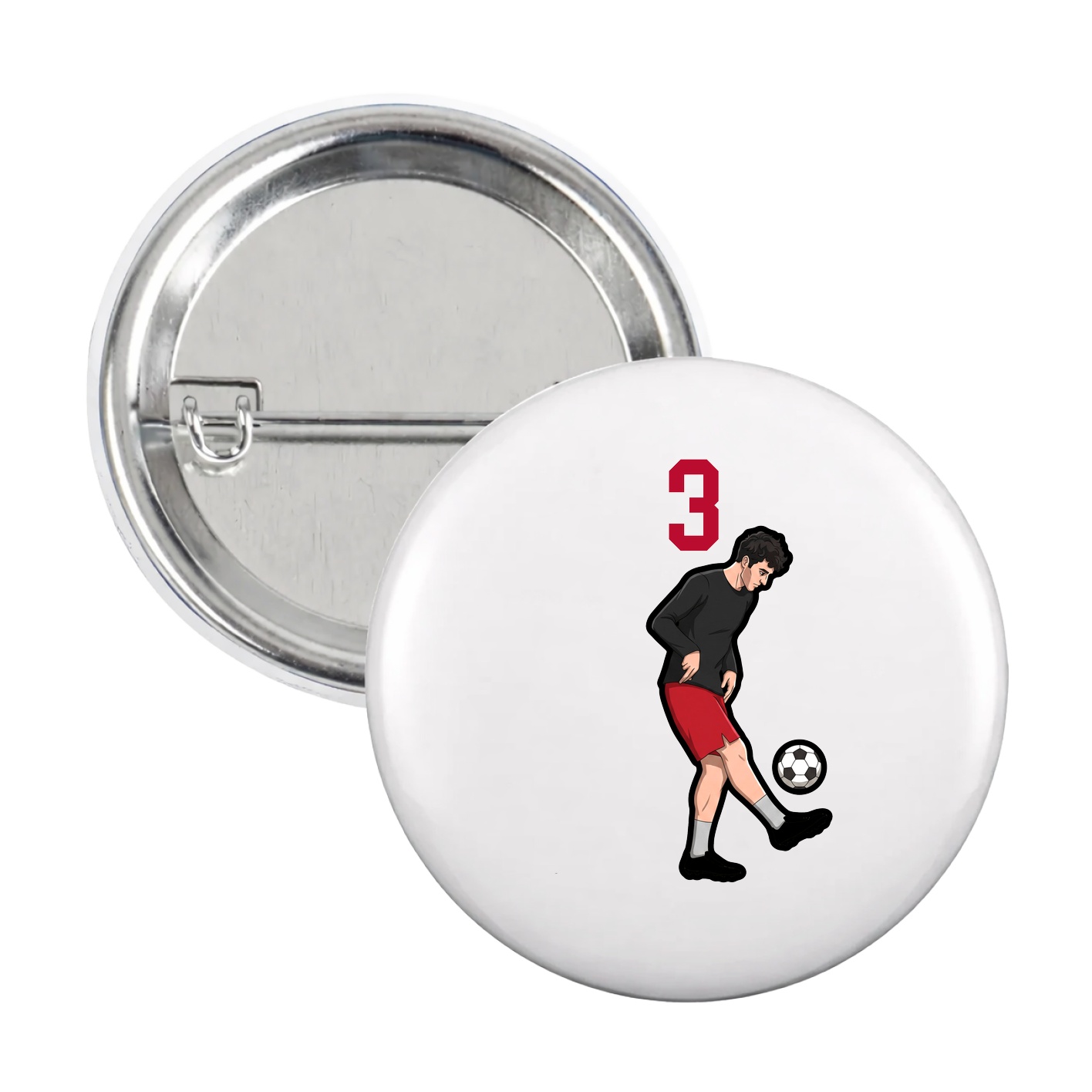 Game Day Button — Number Top in White