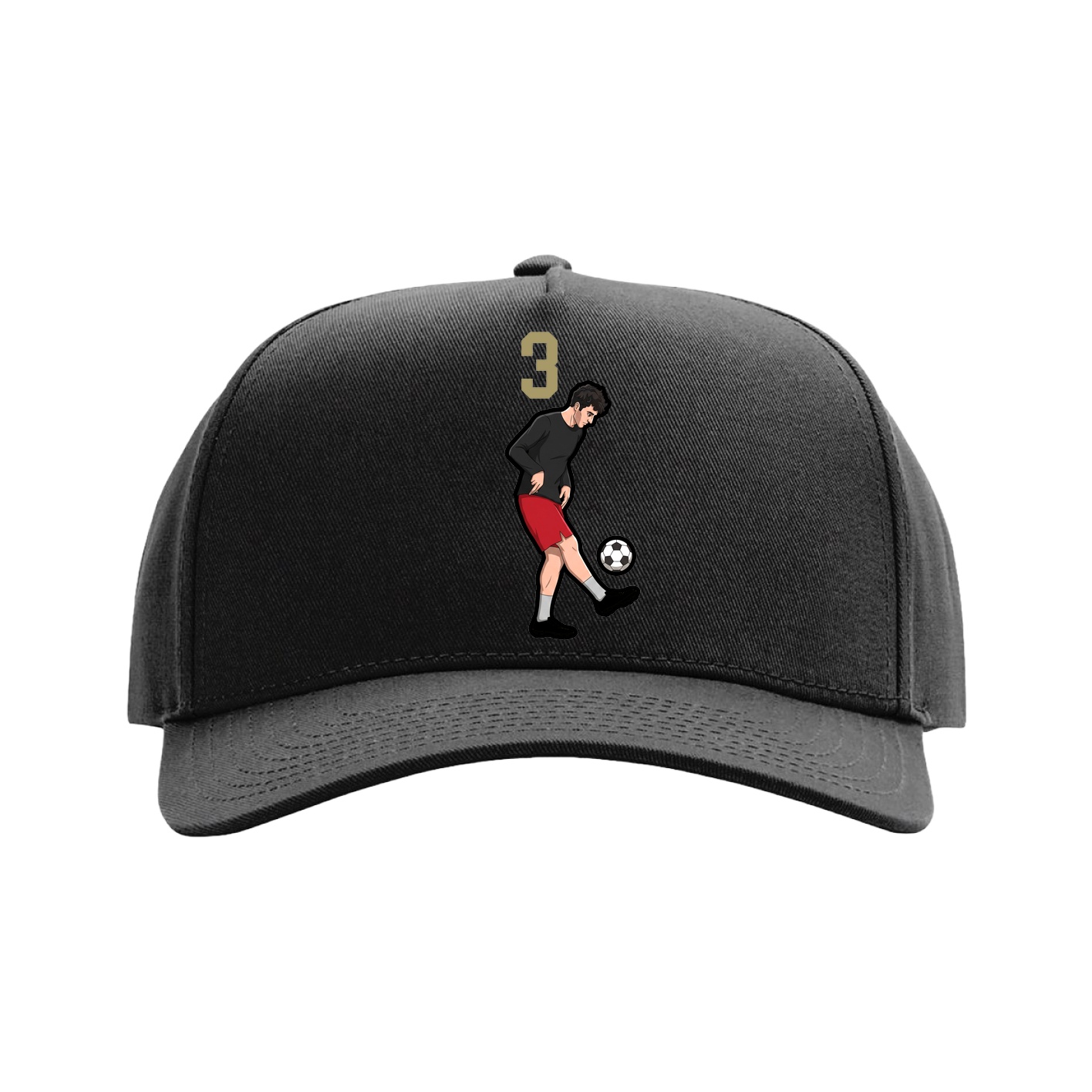 Full Fabric Five-Panel Champ Cap — Number Top in Black