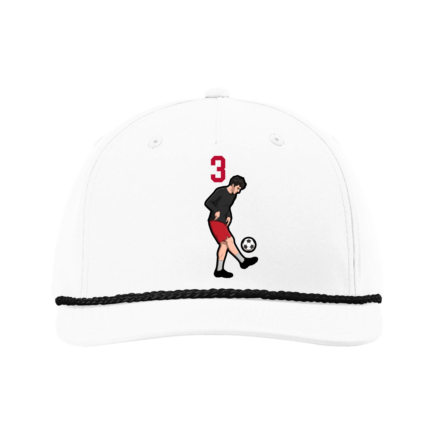 Five-Panel Classic Rope Cap — Number Top in White