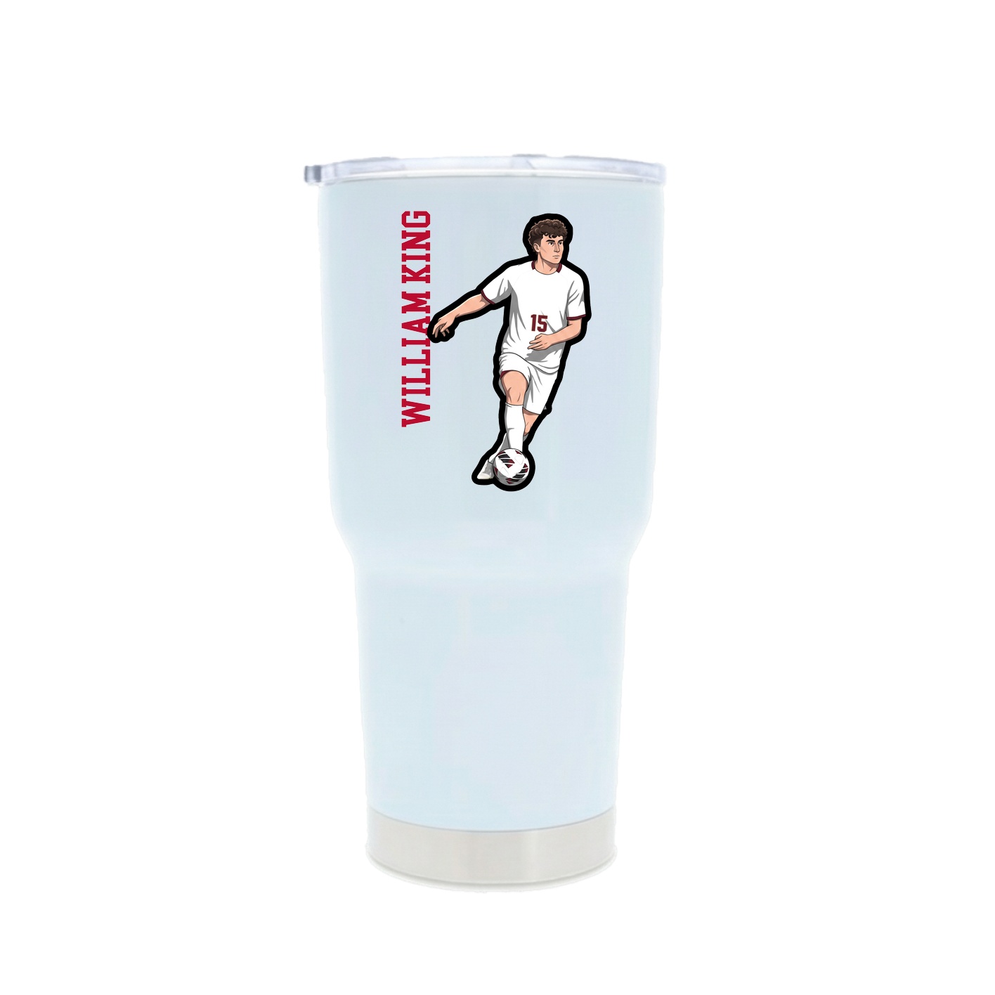 30oz Stainless Steel Tumbler — Name Vertical in White