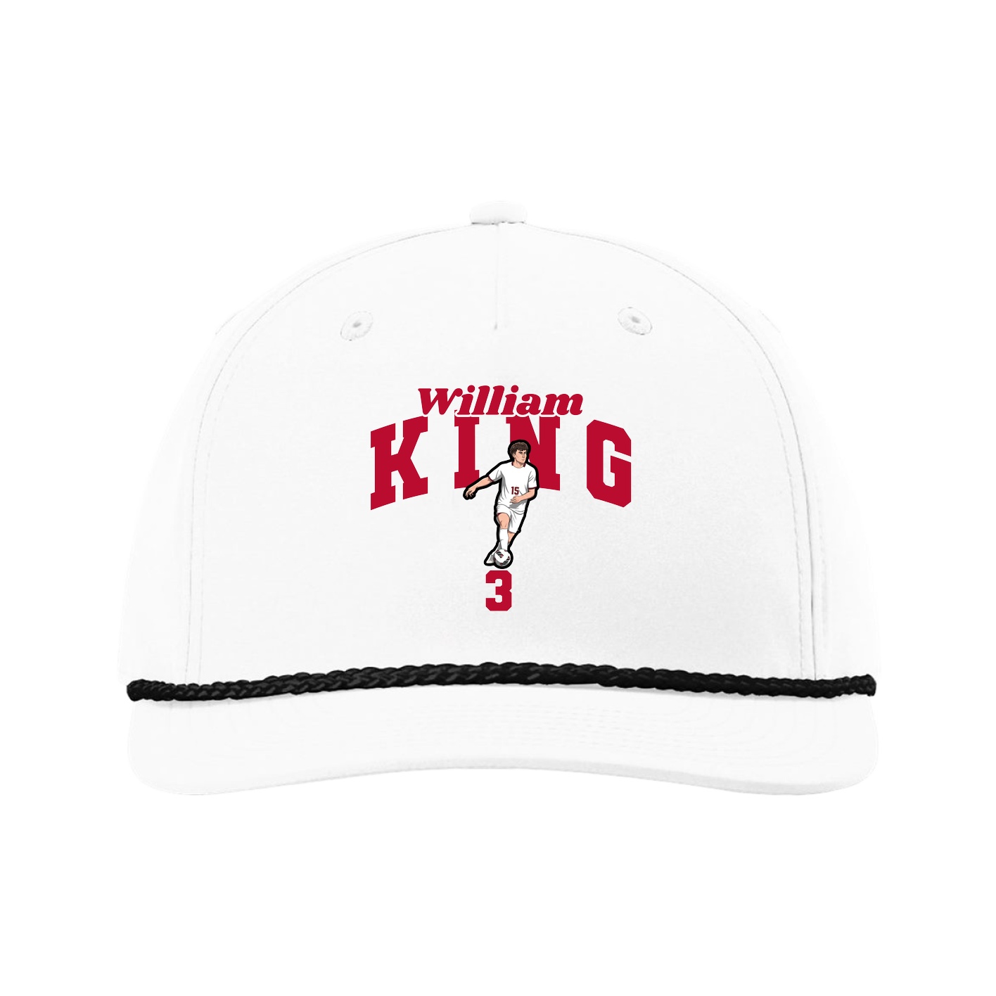 Five-Panel Classic Rope Cap — Signature Arch in White