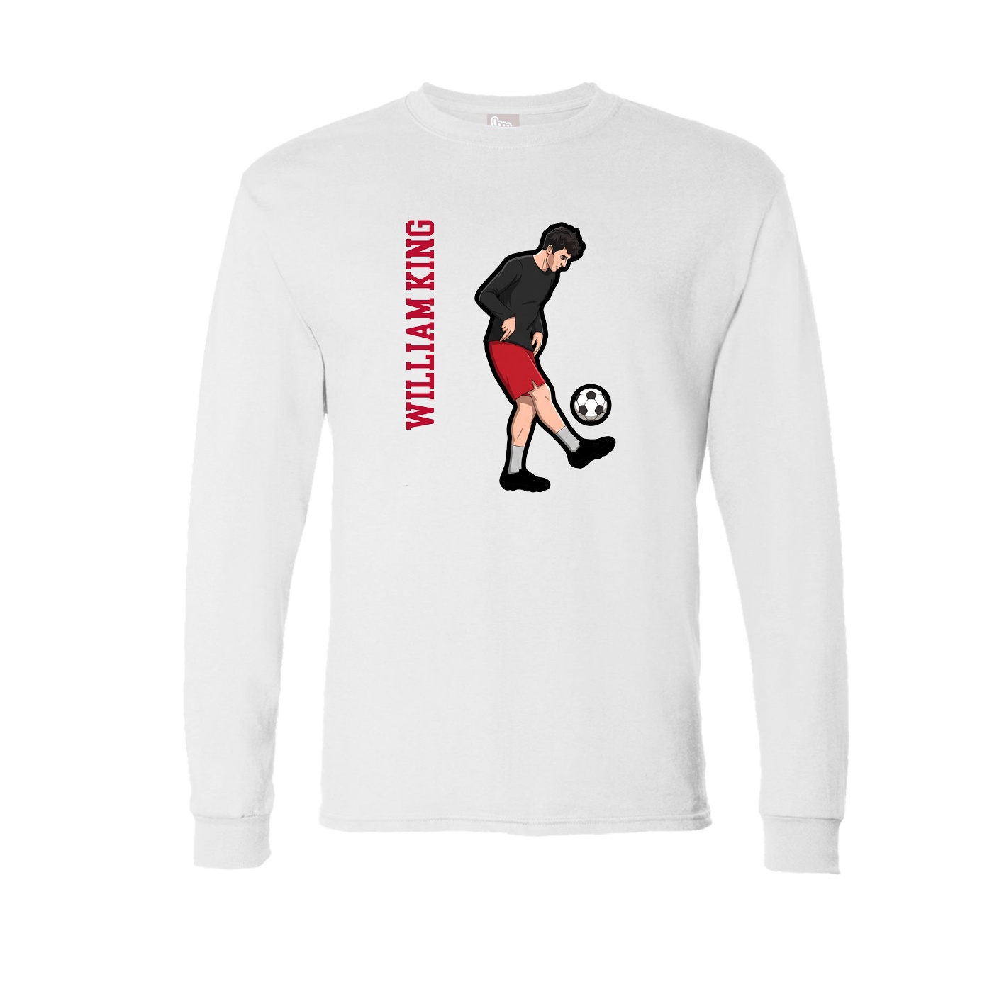 Long Sleeve Tee — Name Vertical in White
