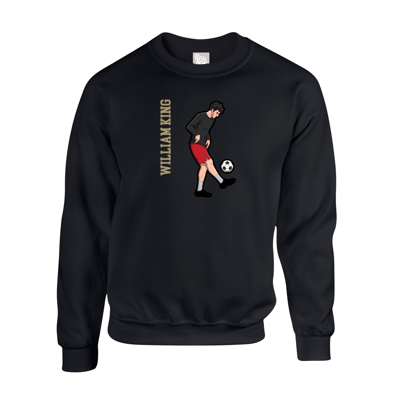 Fleece Crew — Name Vertical in Black