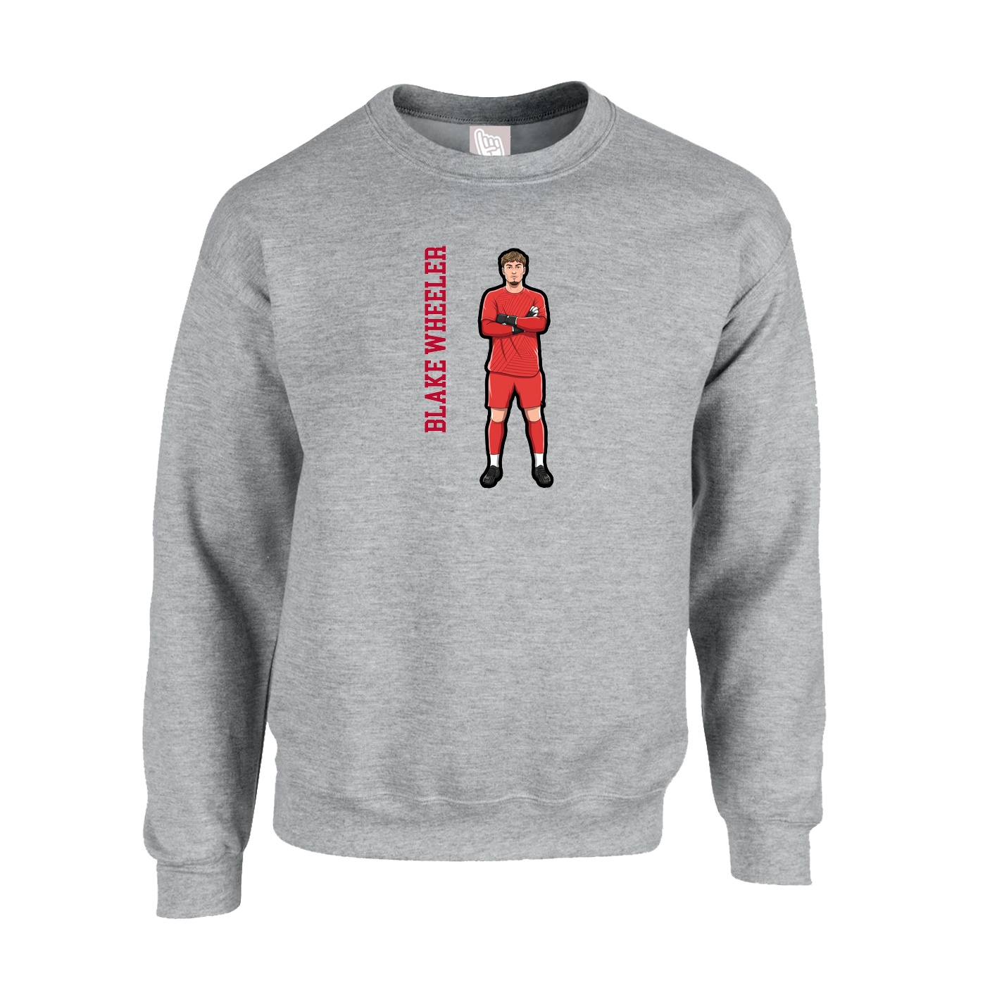 Fleece Crew — Name Vertical in Grey