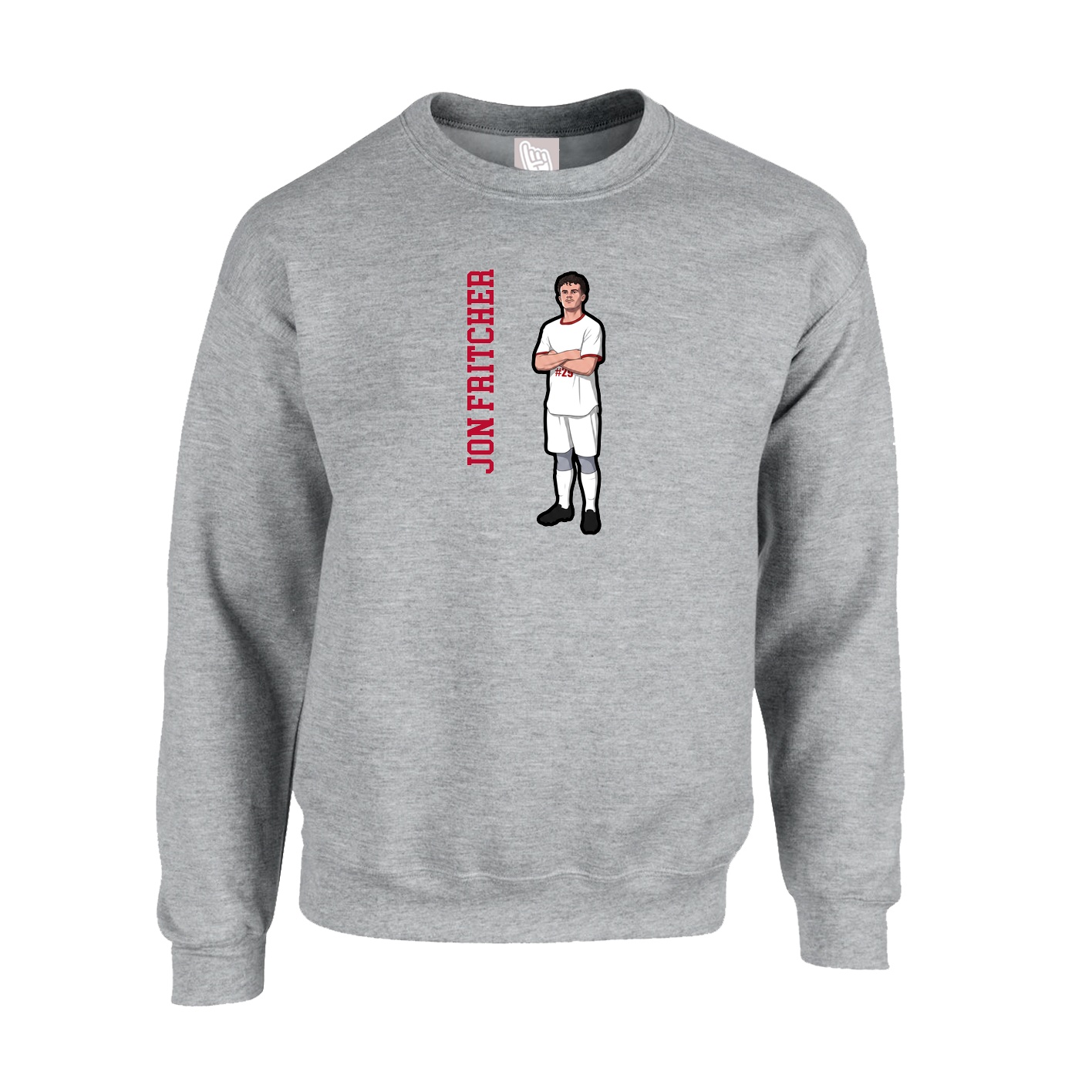 Fleece Crew — Name Vertical in Grey