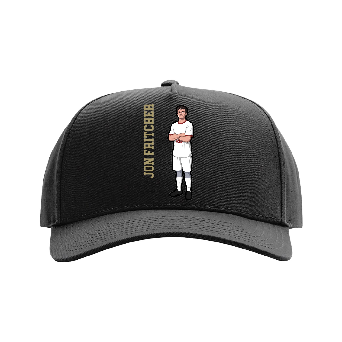 Full Fabric Five-Panel Champ Cap — Name Vertical in Black
