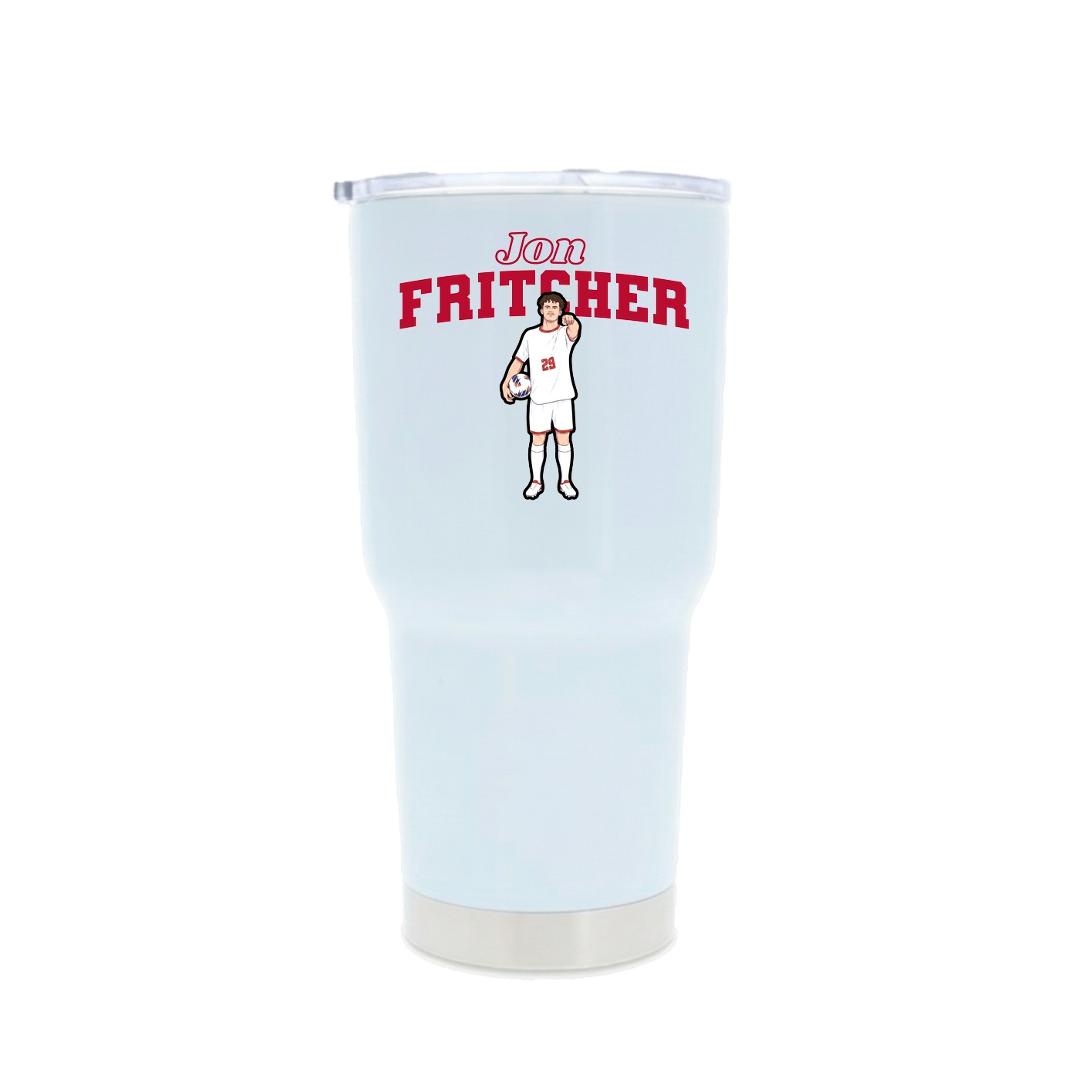 30oz Stainless Steel Tumbler — Name Arch in White