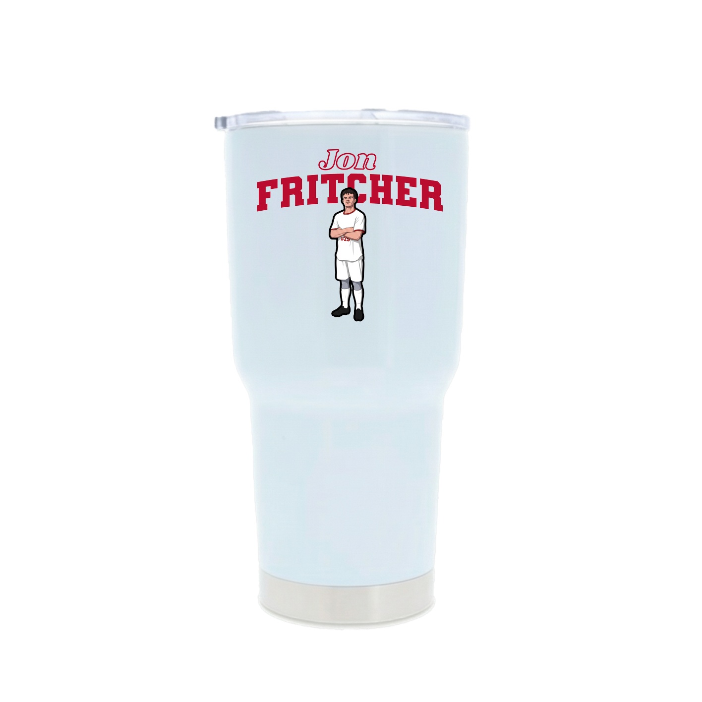 30oz Stainless Steel Tumbler — Name Arch in White