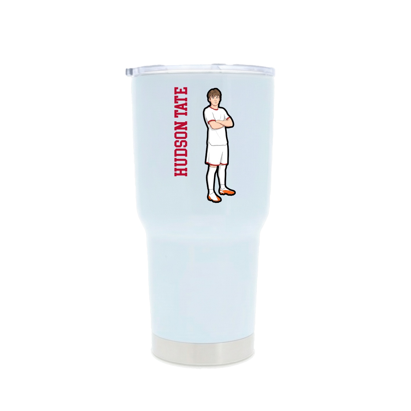 30oz Stainless Steel Tumbler — Name Vertical in White