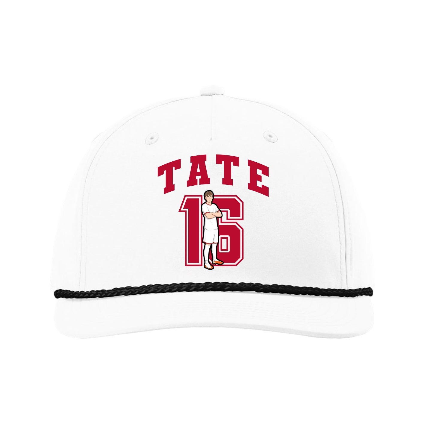Five-Panel Classic Rope Cap — Number in White