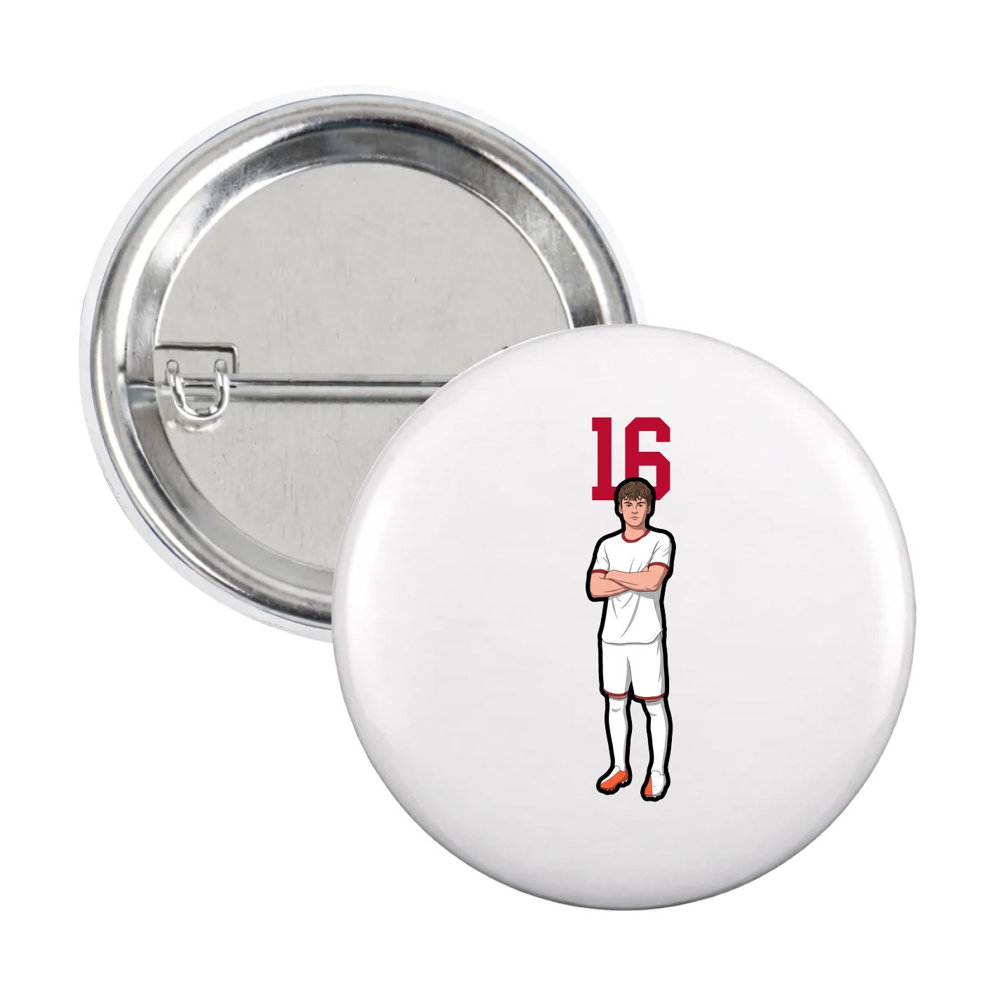 Game Day Button — Number Top in White