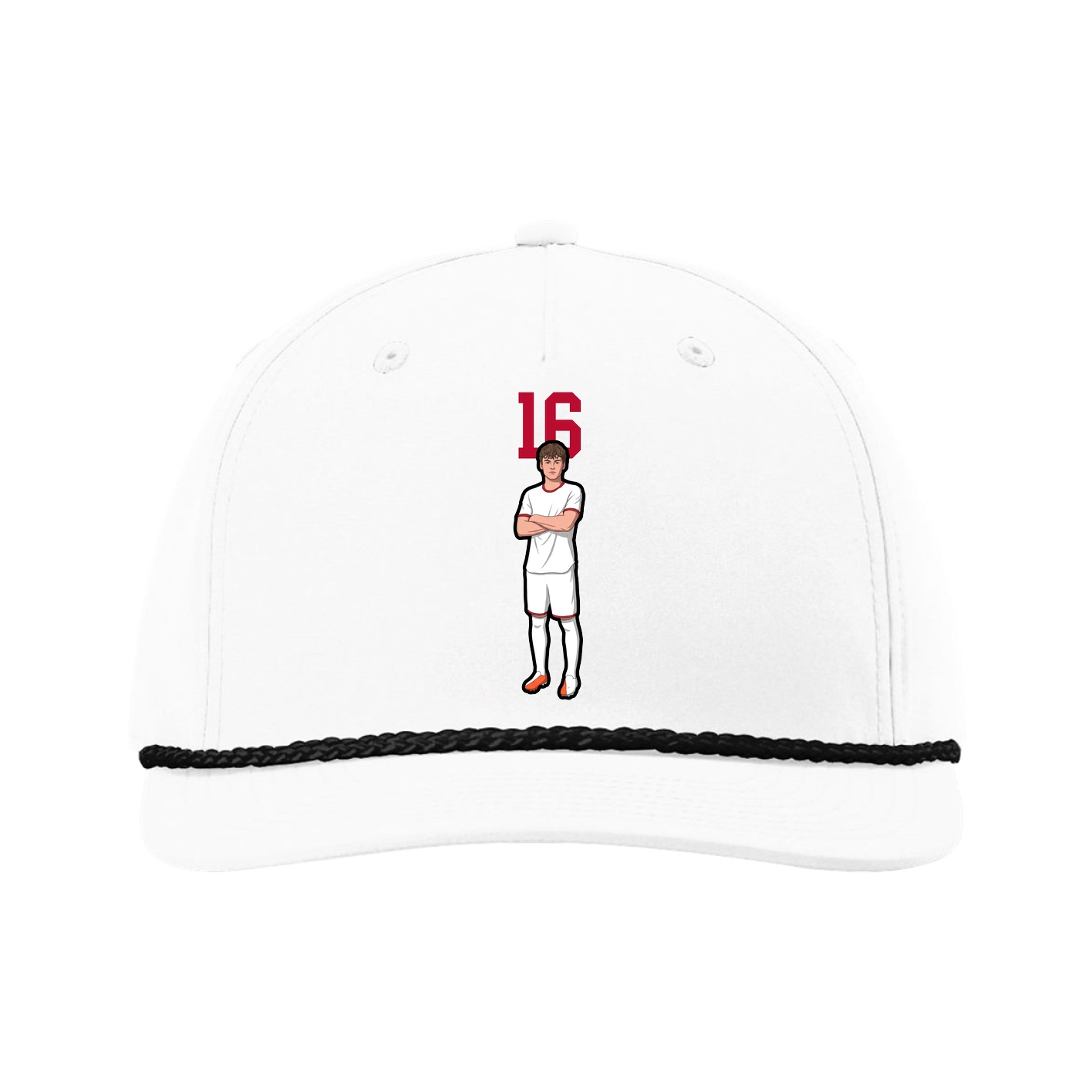 Five-Panel Classic Rope Cap — Number Top in White