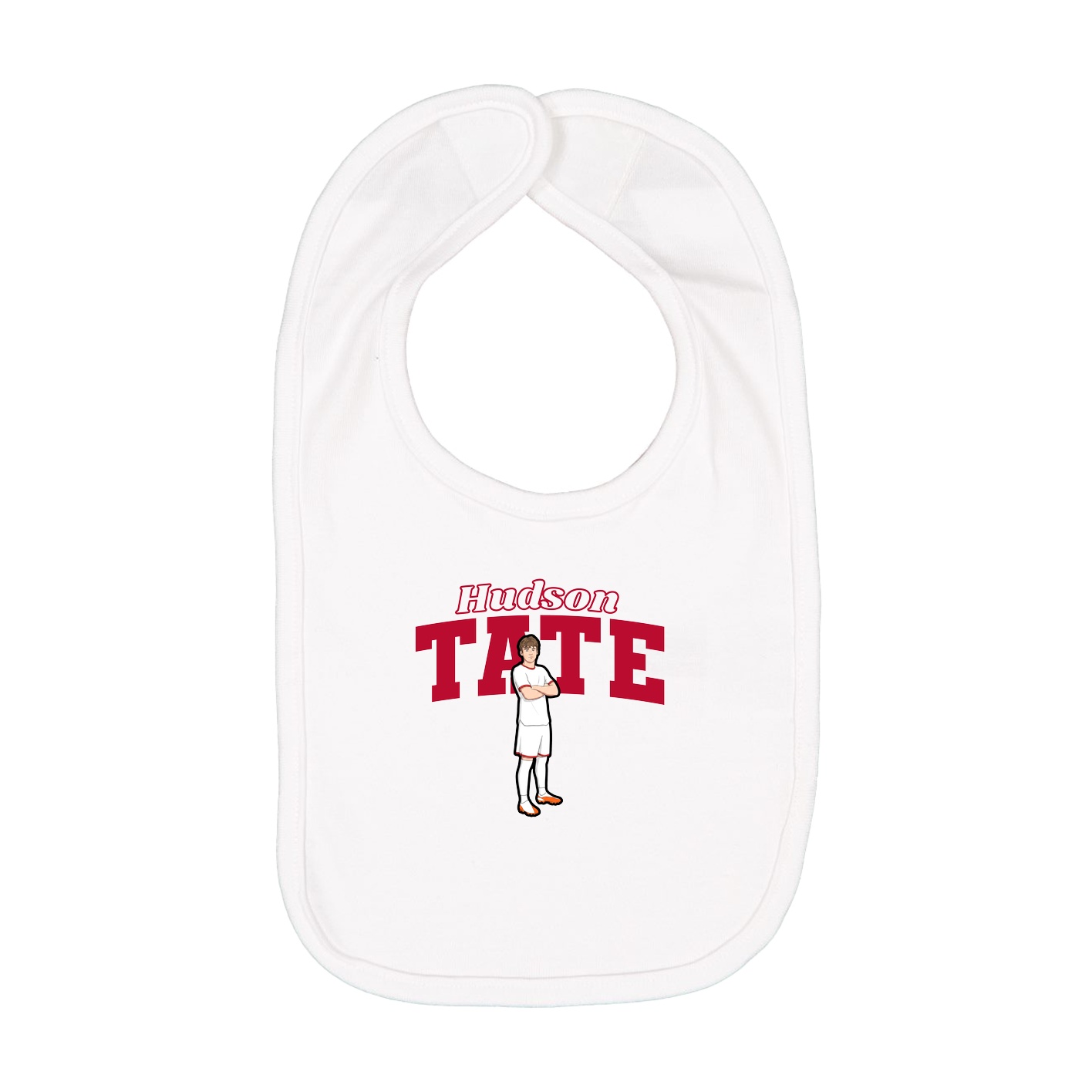 Infant Bib — Name Arch in White