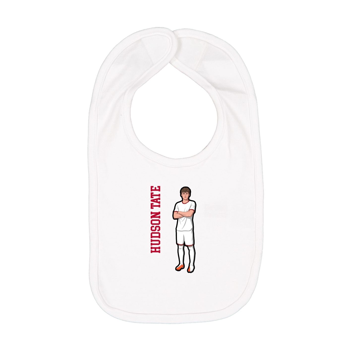 Infant Bib — Name Vertical in White
