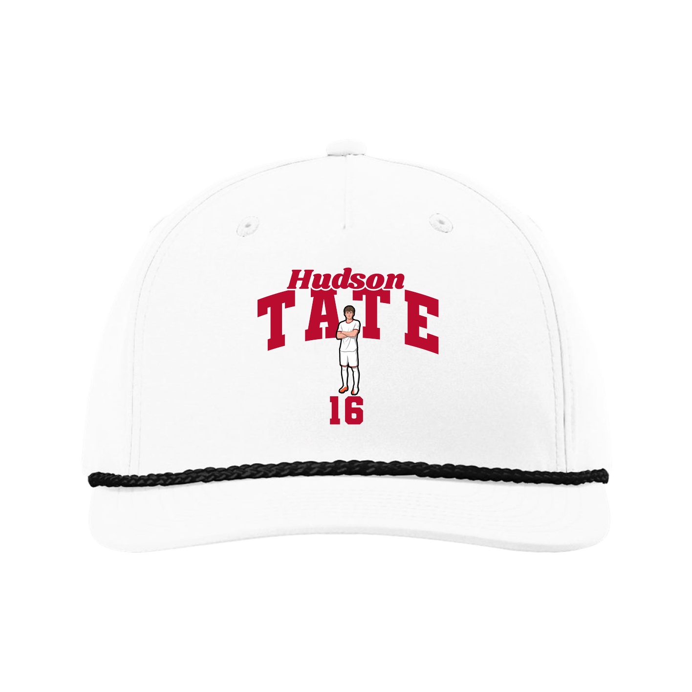 Five-Panel Classic Rope Cap — Signature Arch in White