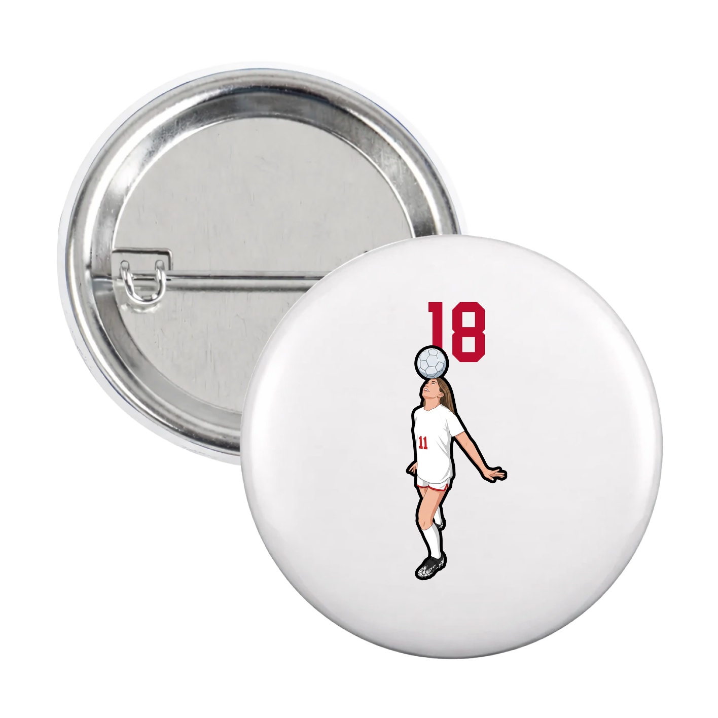 Game Day Button — Number Top in White