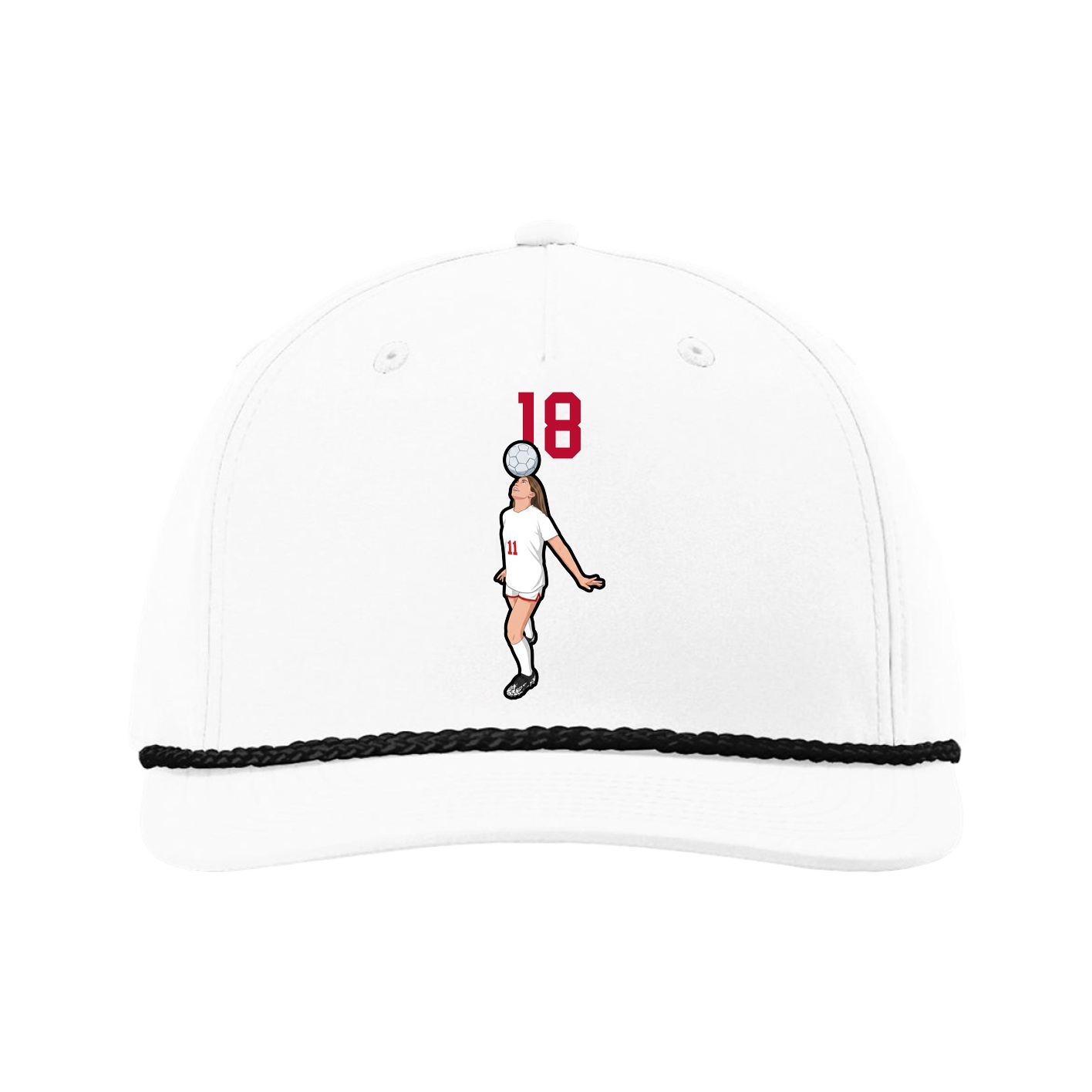 Five-Panel Classic Rope Cap — Number Top in White