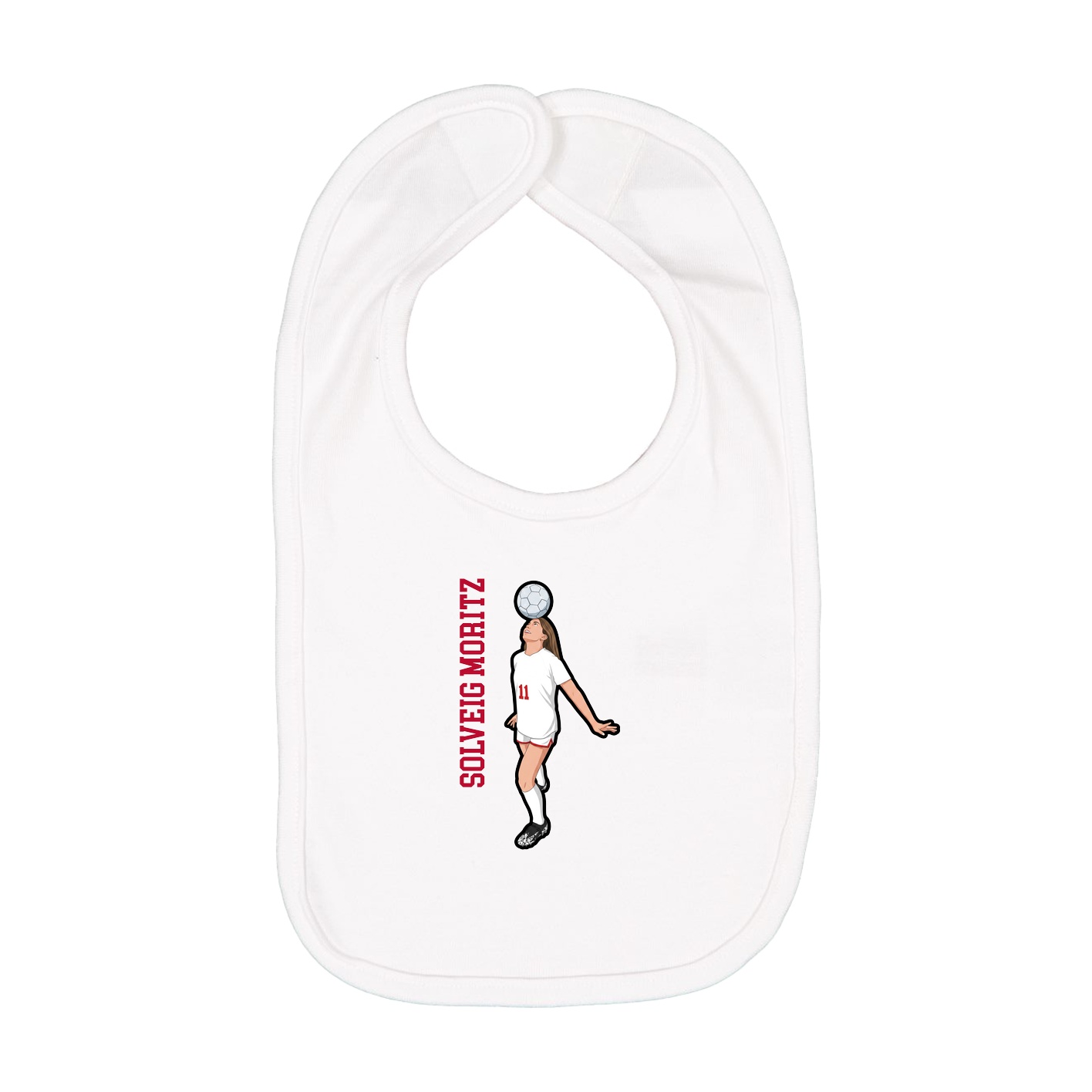 Infant Bib — Name Vertical in White