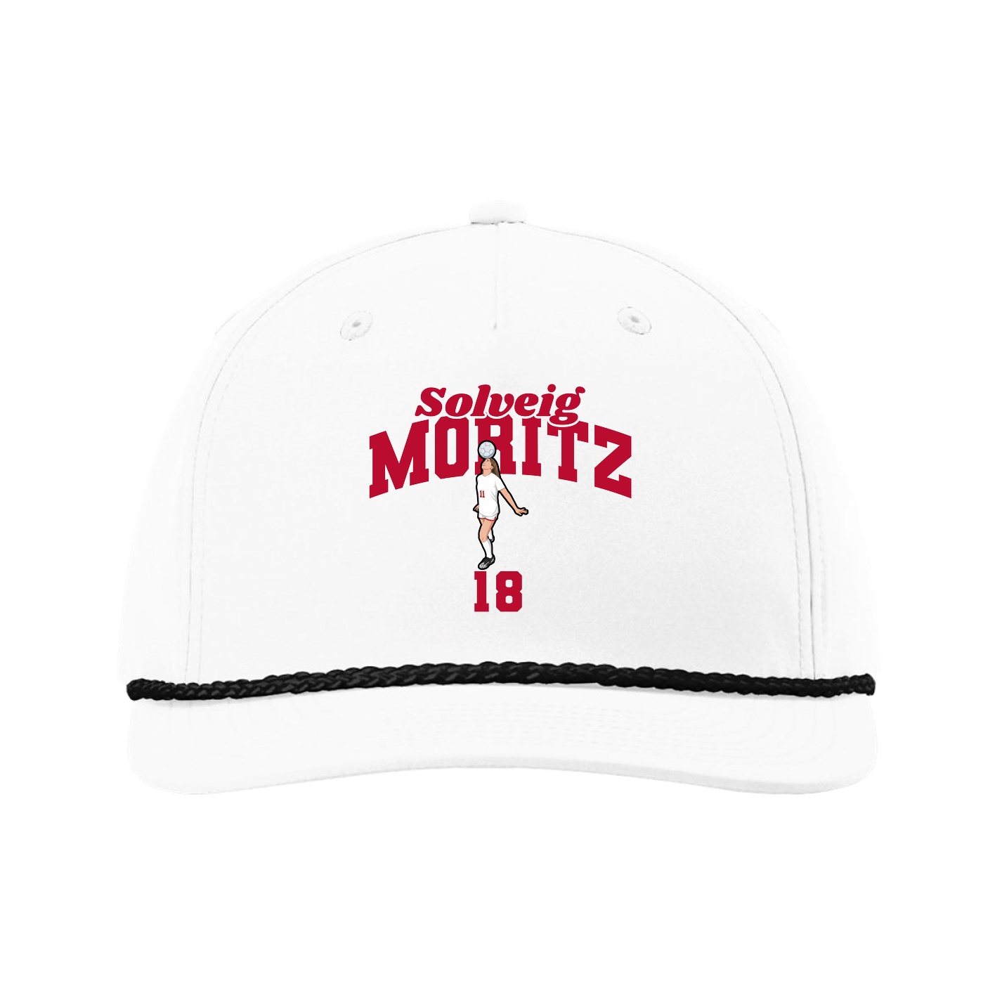 Five-Panel Classic Rope Cap — Signature Arch in White