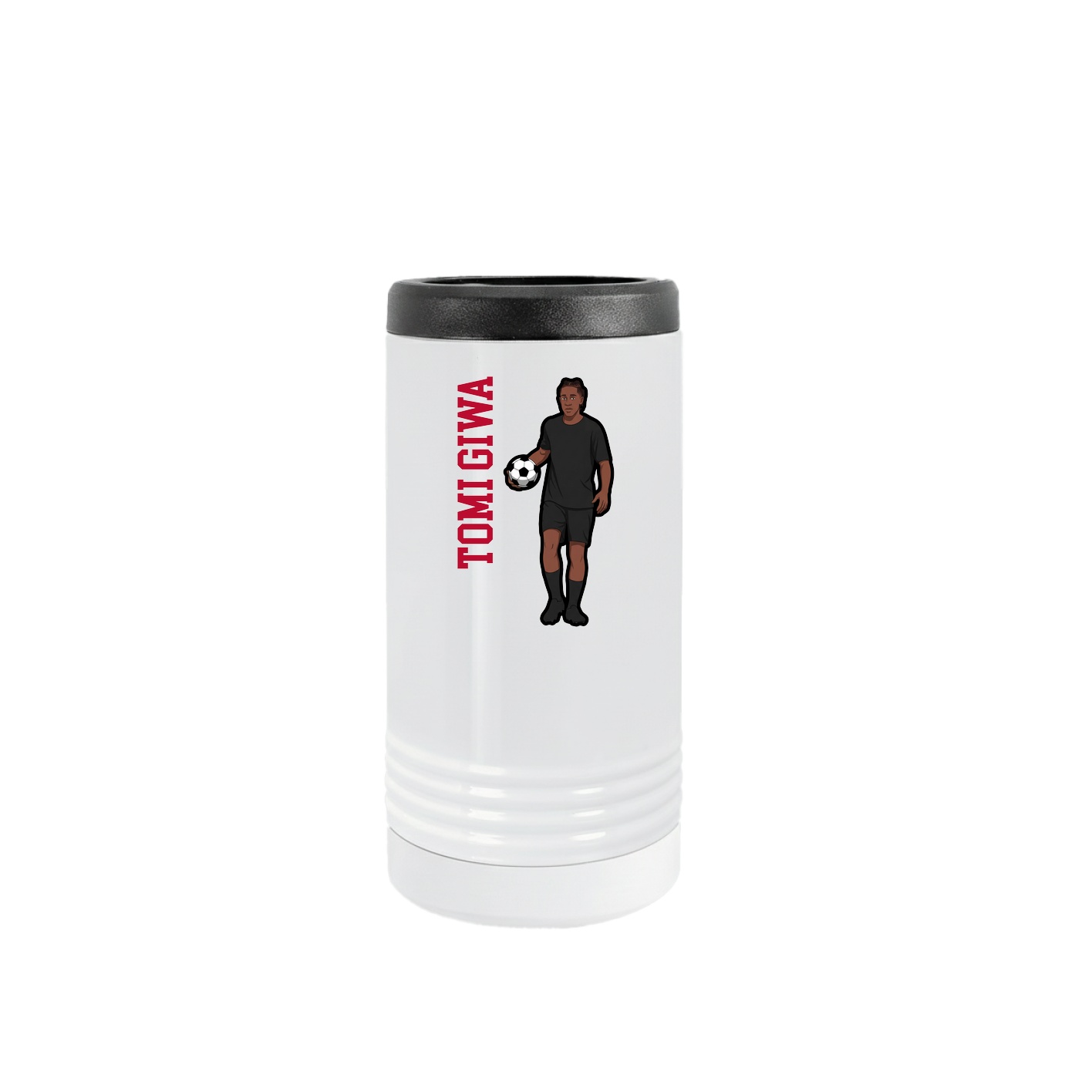 Slim Beverage Holder — Name Vertical in White