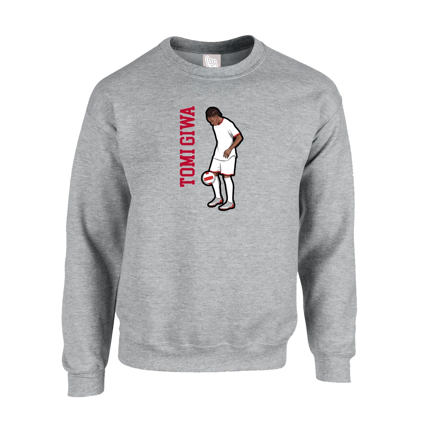 Fleece Crew — Name Vertical in Grey